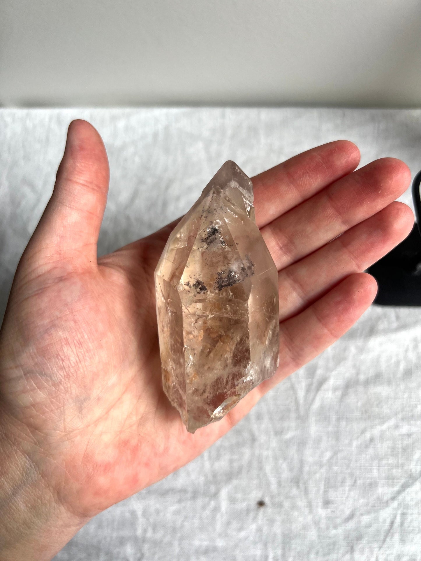 High Grade Lithium Lemurian Quartz Point with Display Stand from Brazil