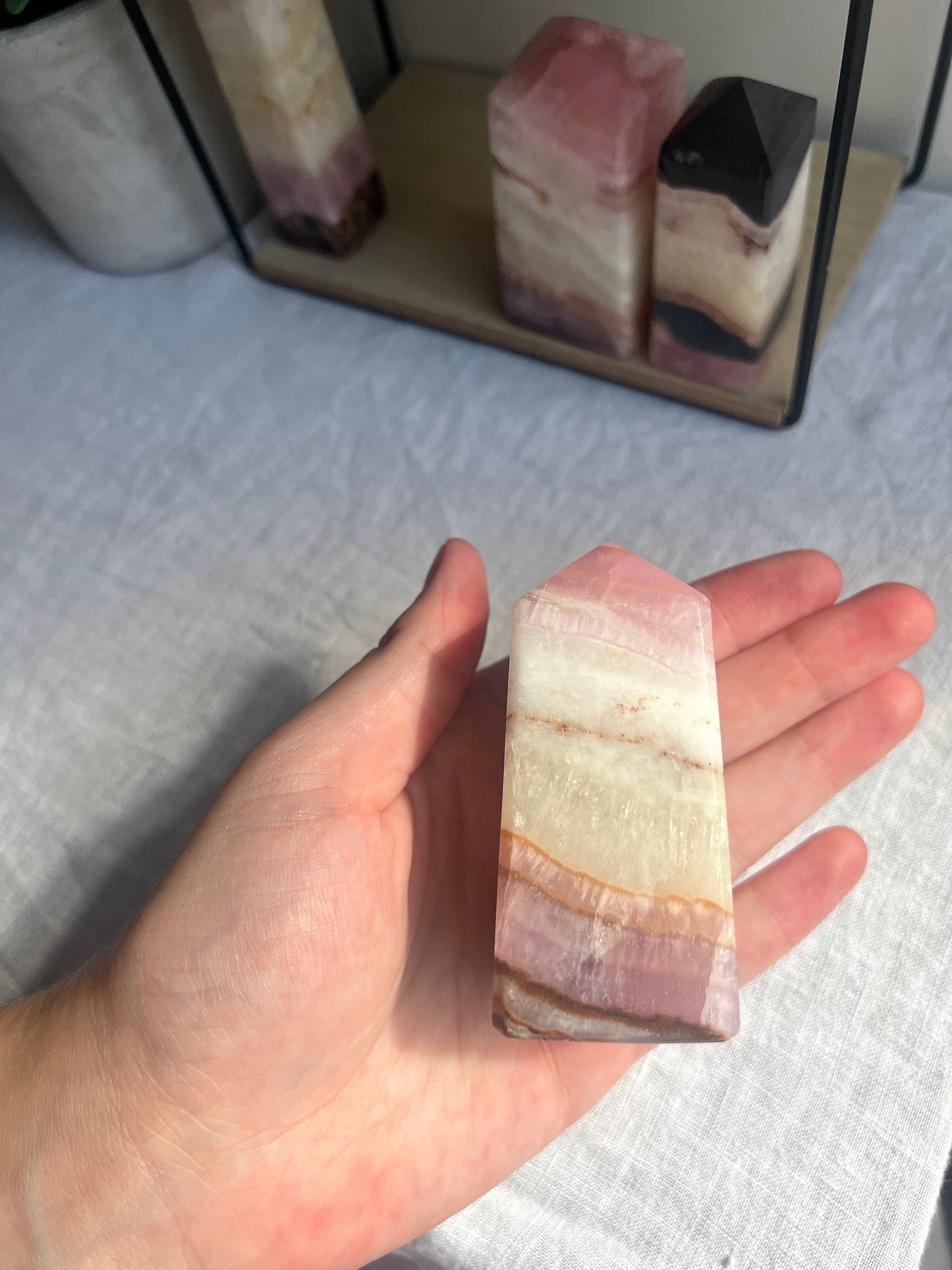 Gorgeous Pink Aragonite Tower | Banded Pink Aragonite Obelisk from Pakistan