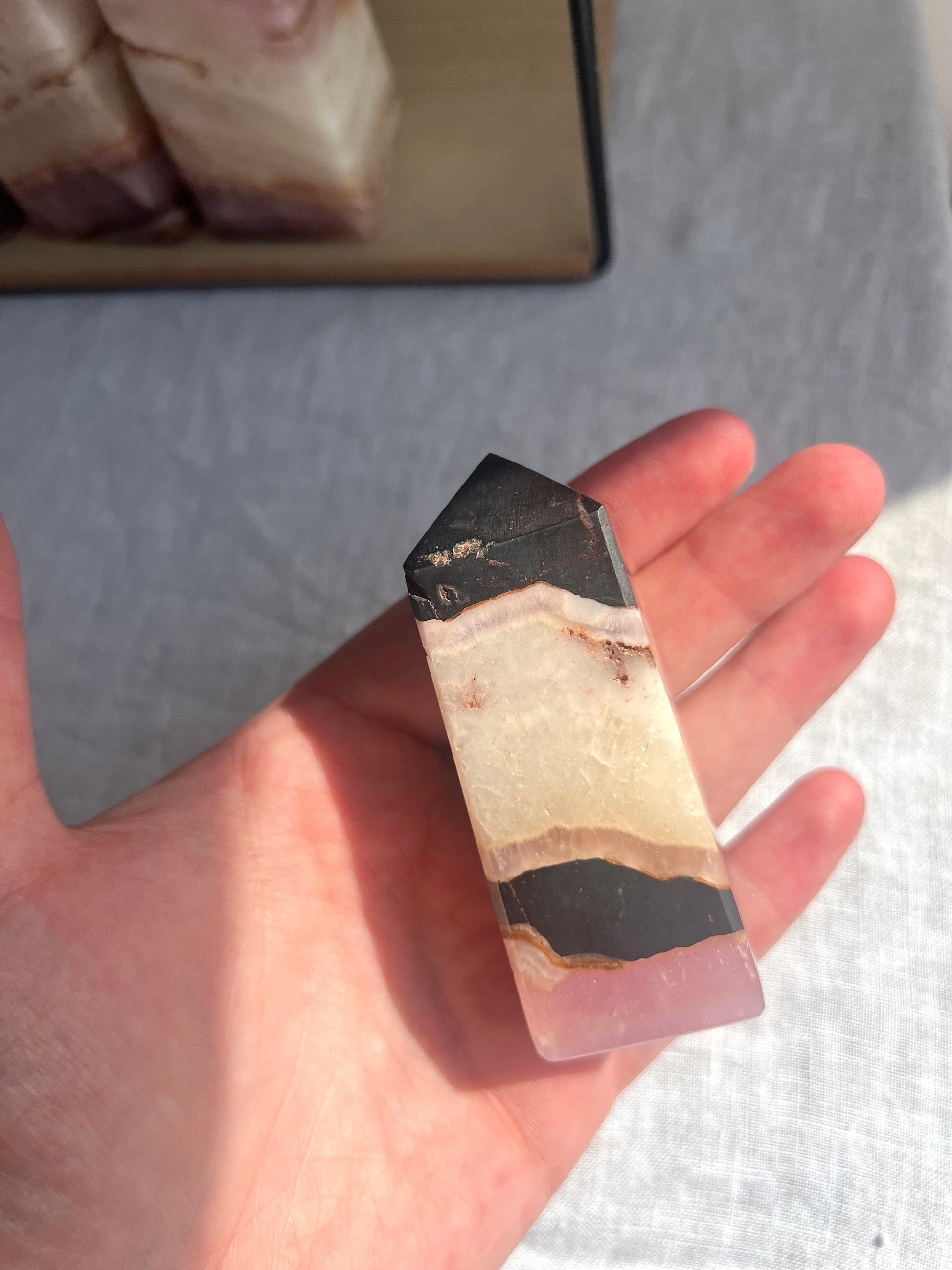 Gorgeous Pink Aragonite Tower | Banded Pink Aragonite Obelisk