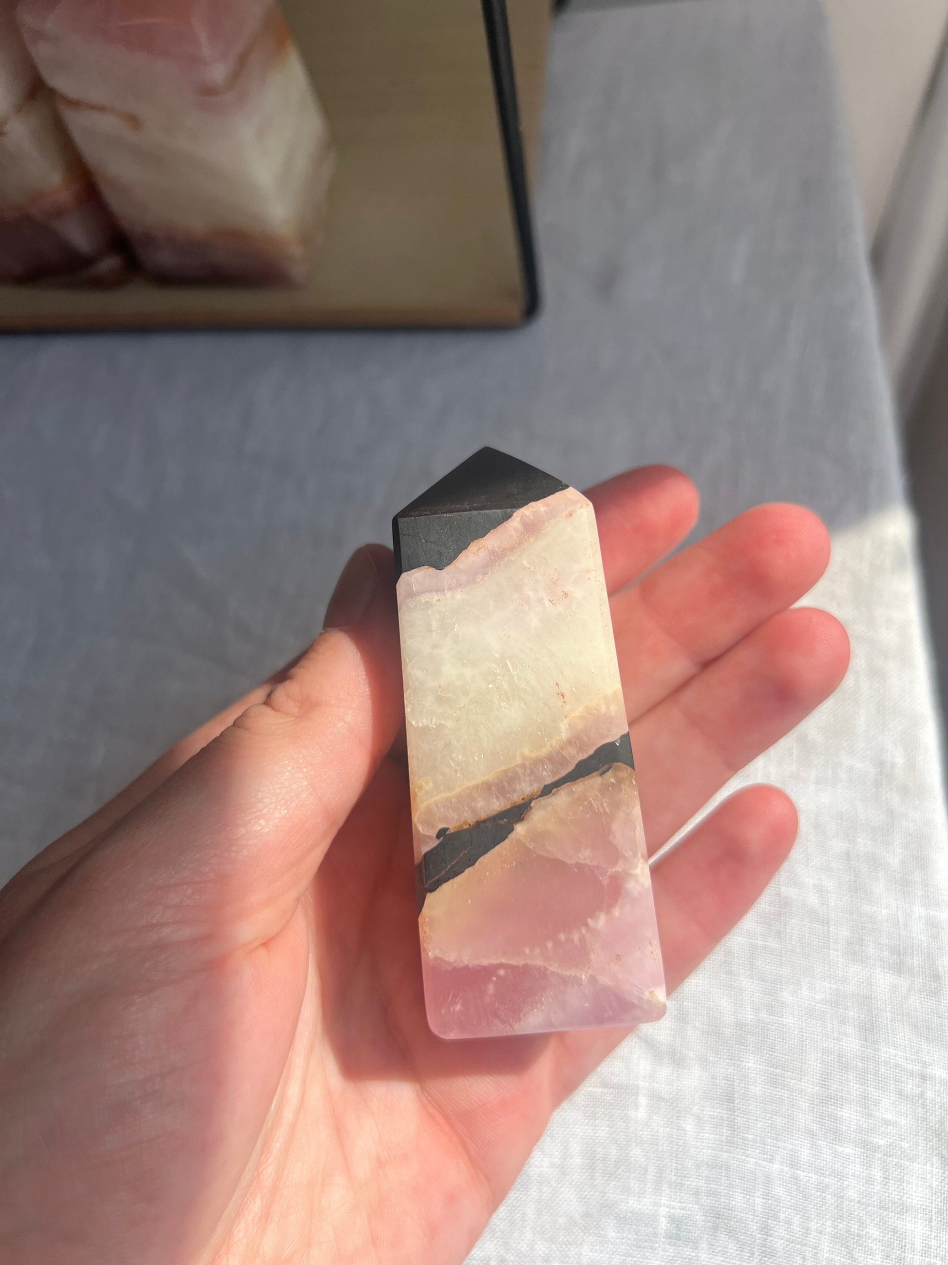Gorgeous Pink Aragonite Tower | Banded Pink Aragonite Obelisk