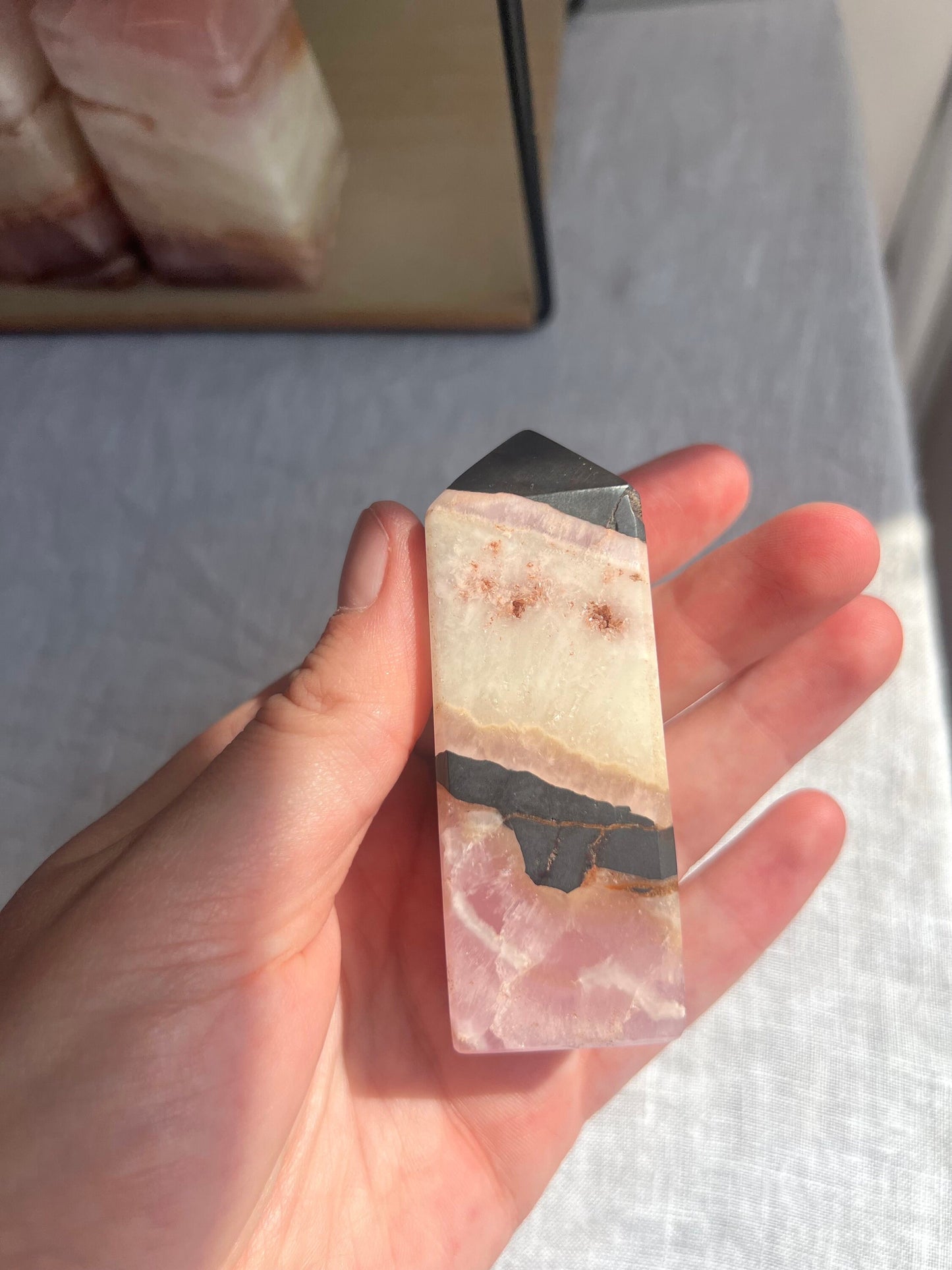 Gorgeous Pink Aragonite Tower | Banded Pink Aragonite Obelisk