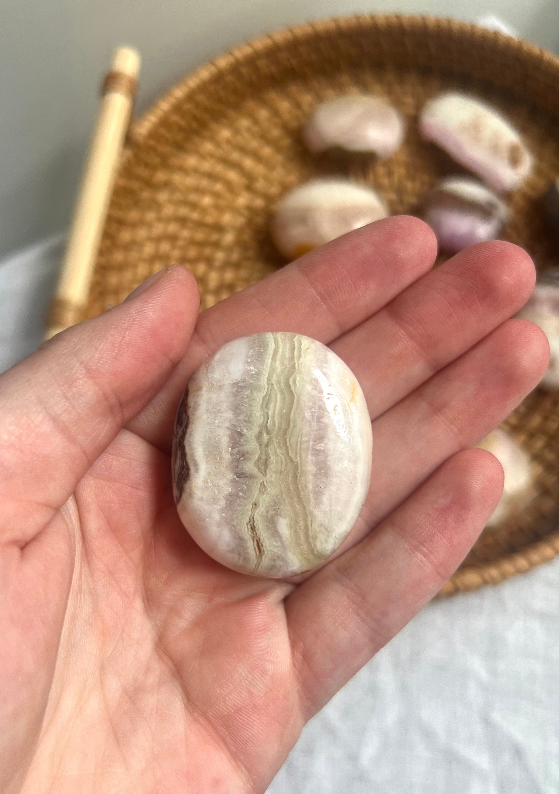 Beautiful Small Pink Aragonite Palm Stone From Pakistan