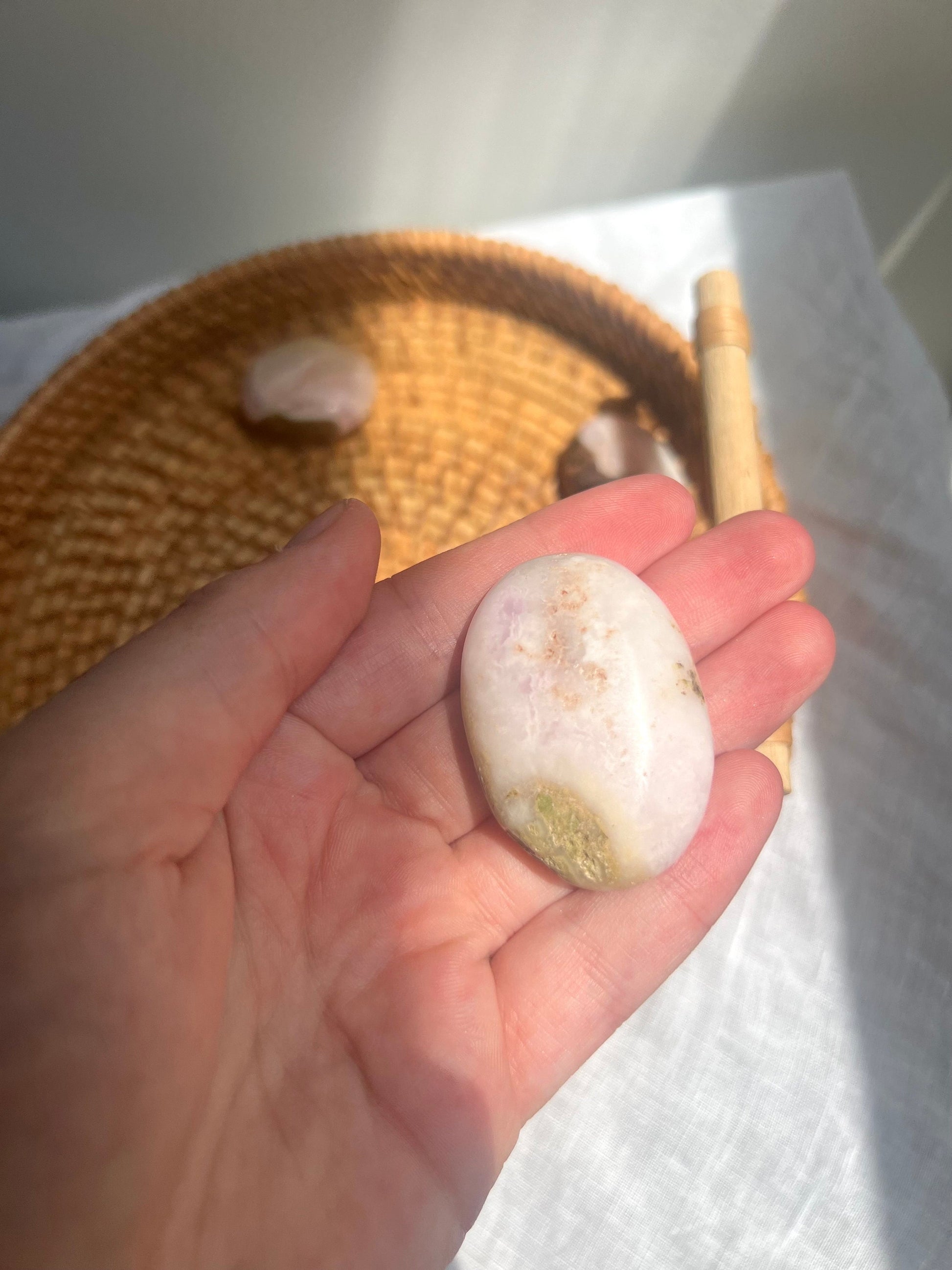Beautiful Small Pink Aragonite Palm Stone From Pakistan