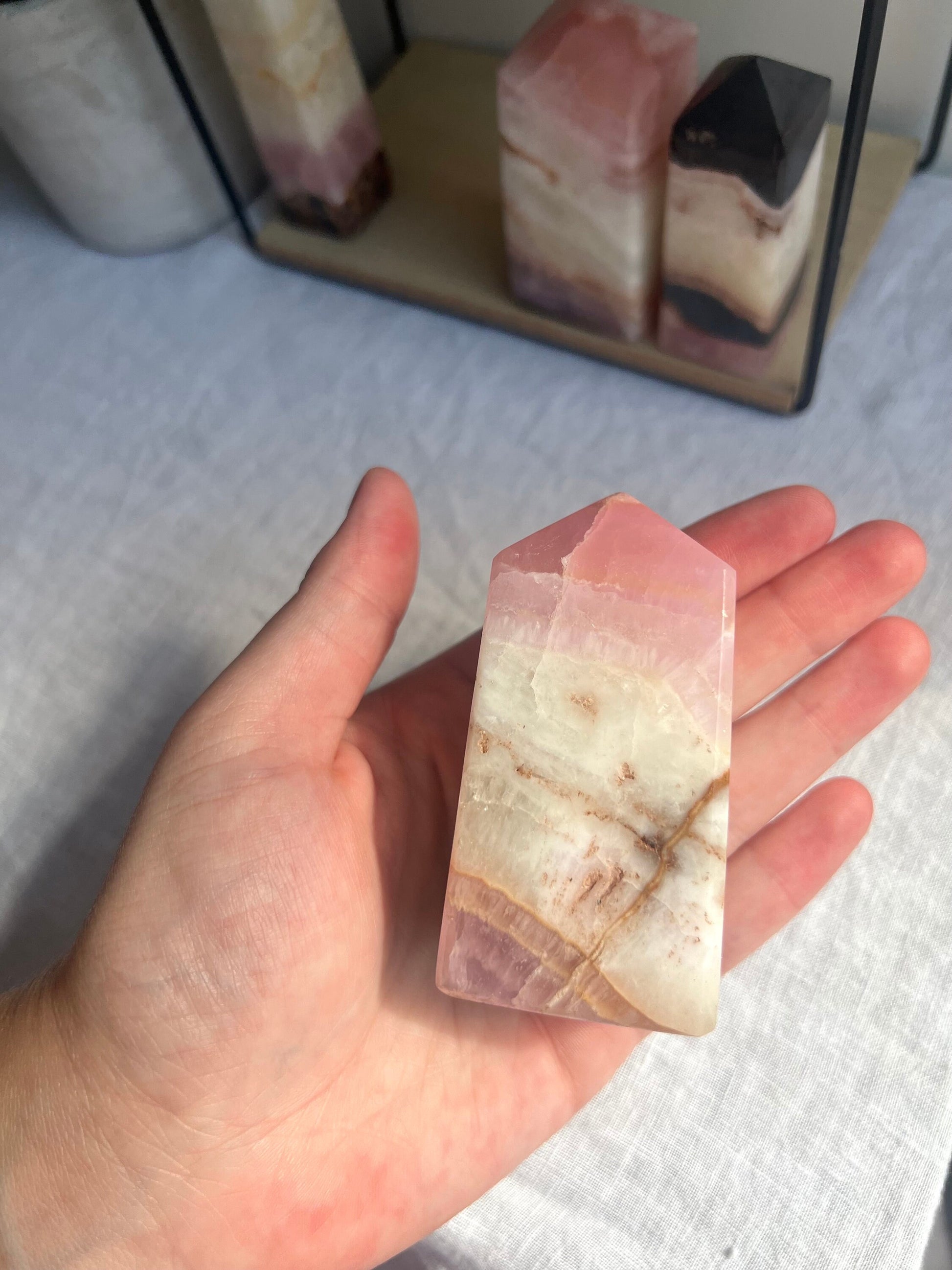 Gorgeous Pink Aragonite Tower | Banded Pink Aragonite Obelisk from Pakistan