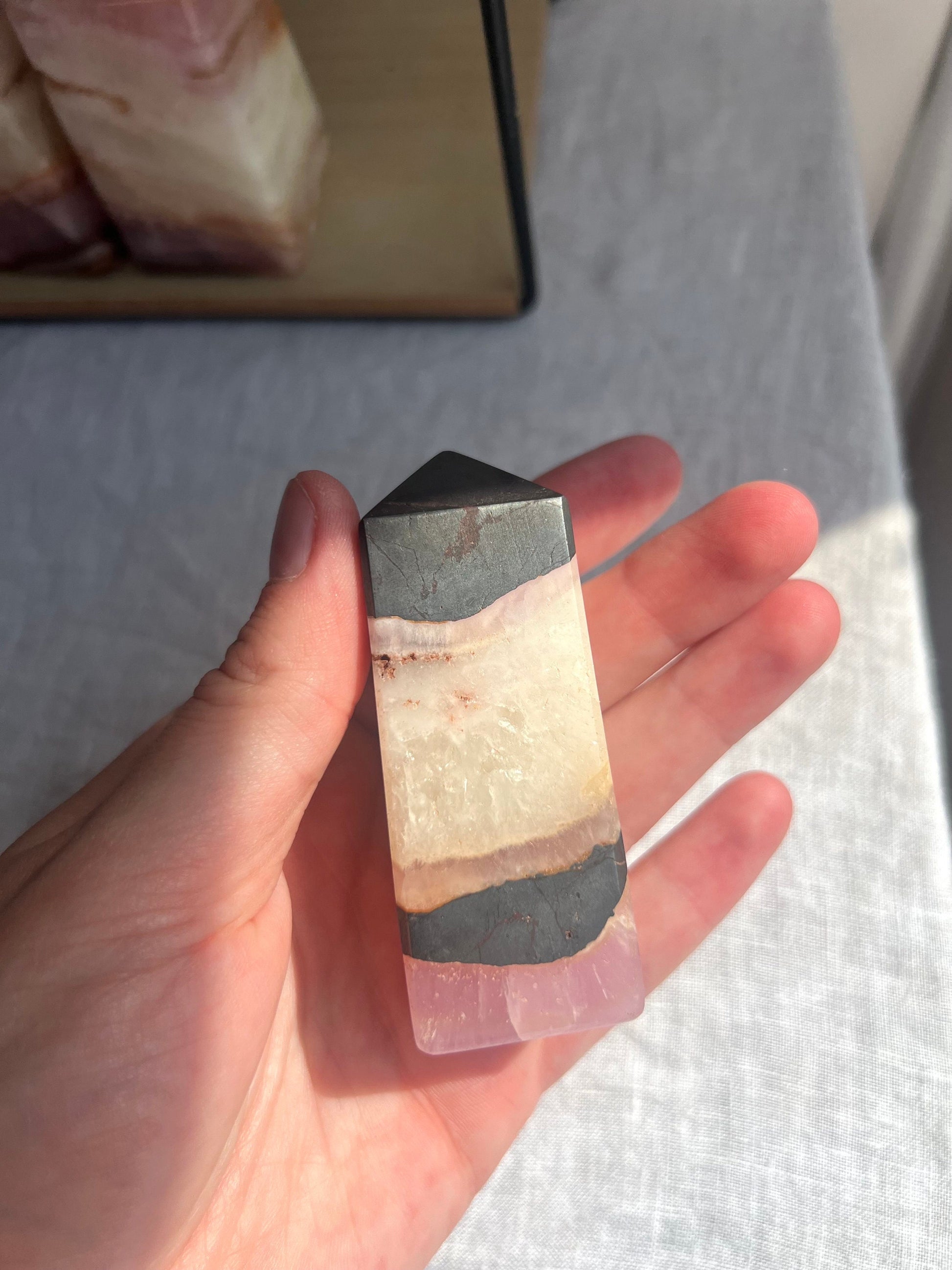 Gorgeous Pink Aragonite Tower | Banded Pink Aragonite Obelisk