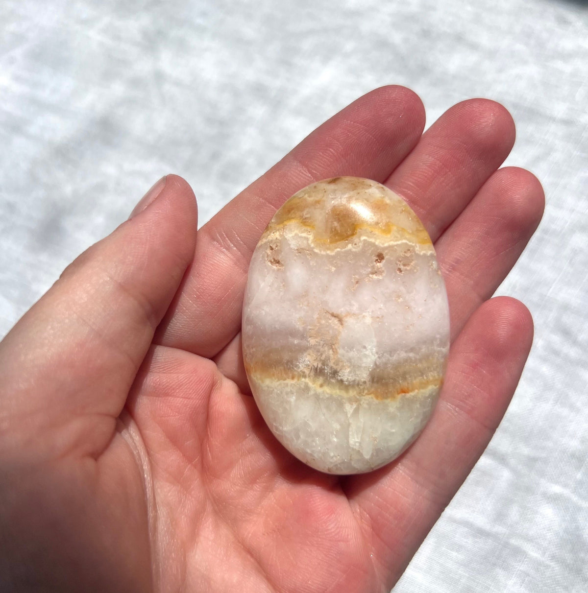 Beautiful Pink Aragonite Palm Stone From Pakistan