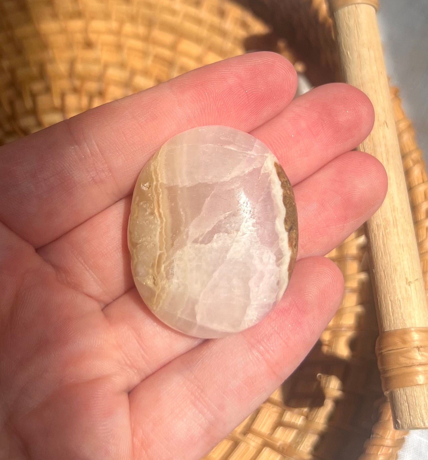 Beautiful Small Pink Aragonite Palm Stone From Pakistan