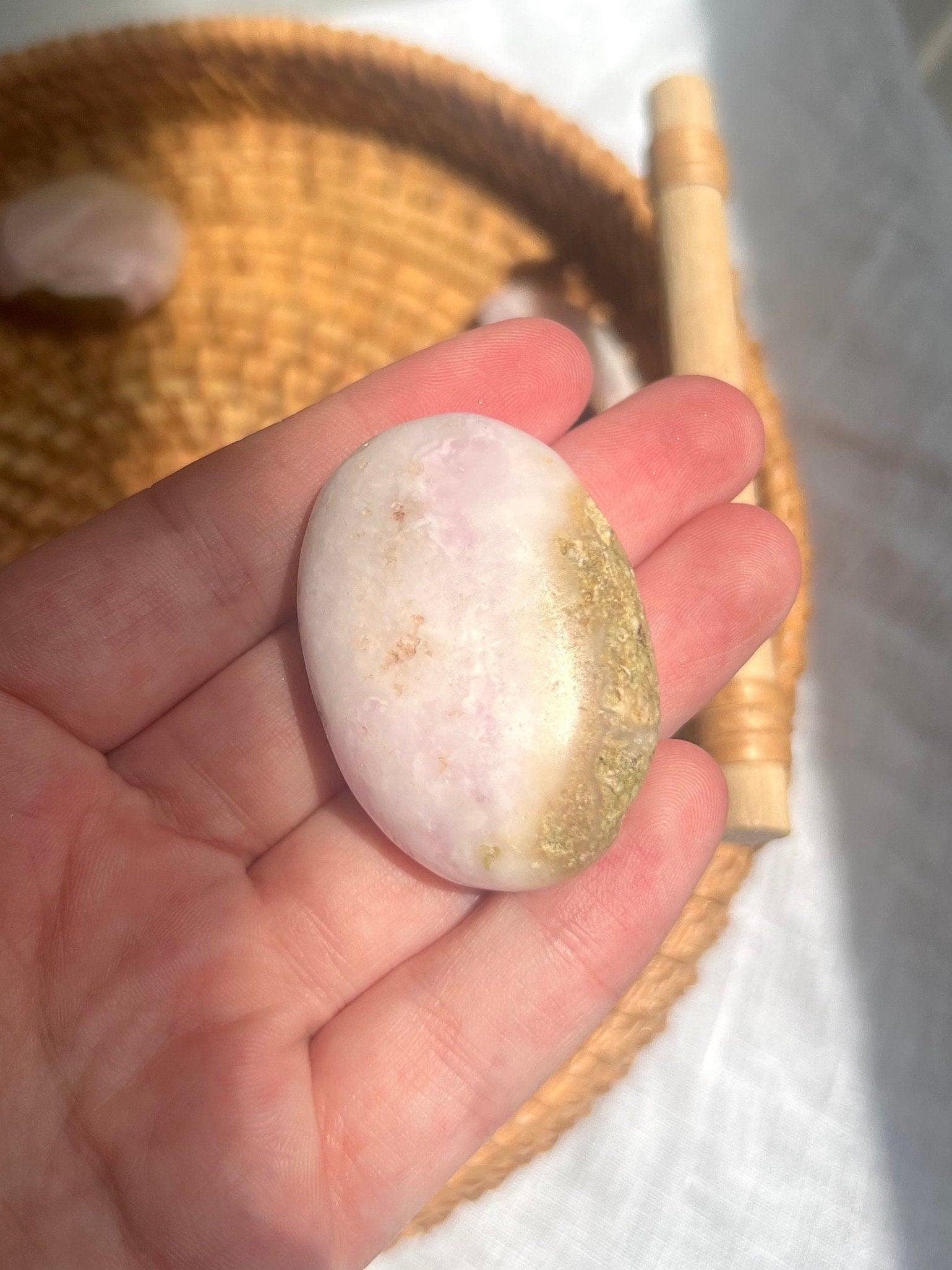 Beautiful Small Pink Aragonite Palm Stone From Pakistan