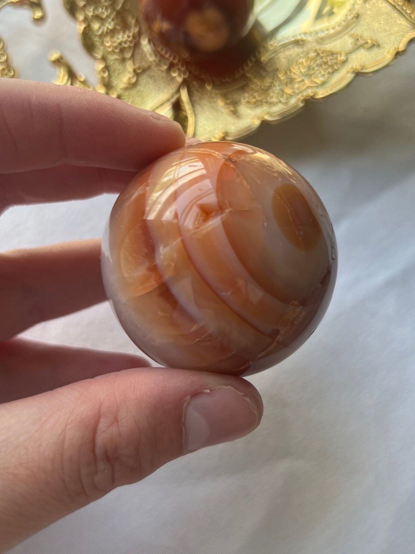 Carnelian Sphere Banded Natural Gemstone 2” Genuine Crystal Red Agate Sphere Gift bundle Gift box Reiki Cancer Zodiac