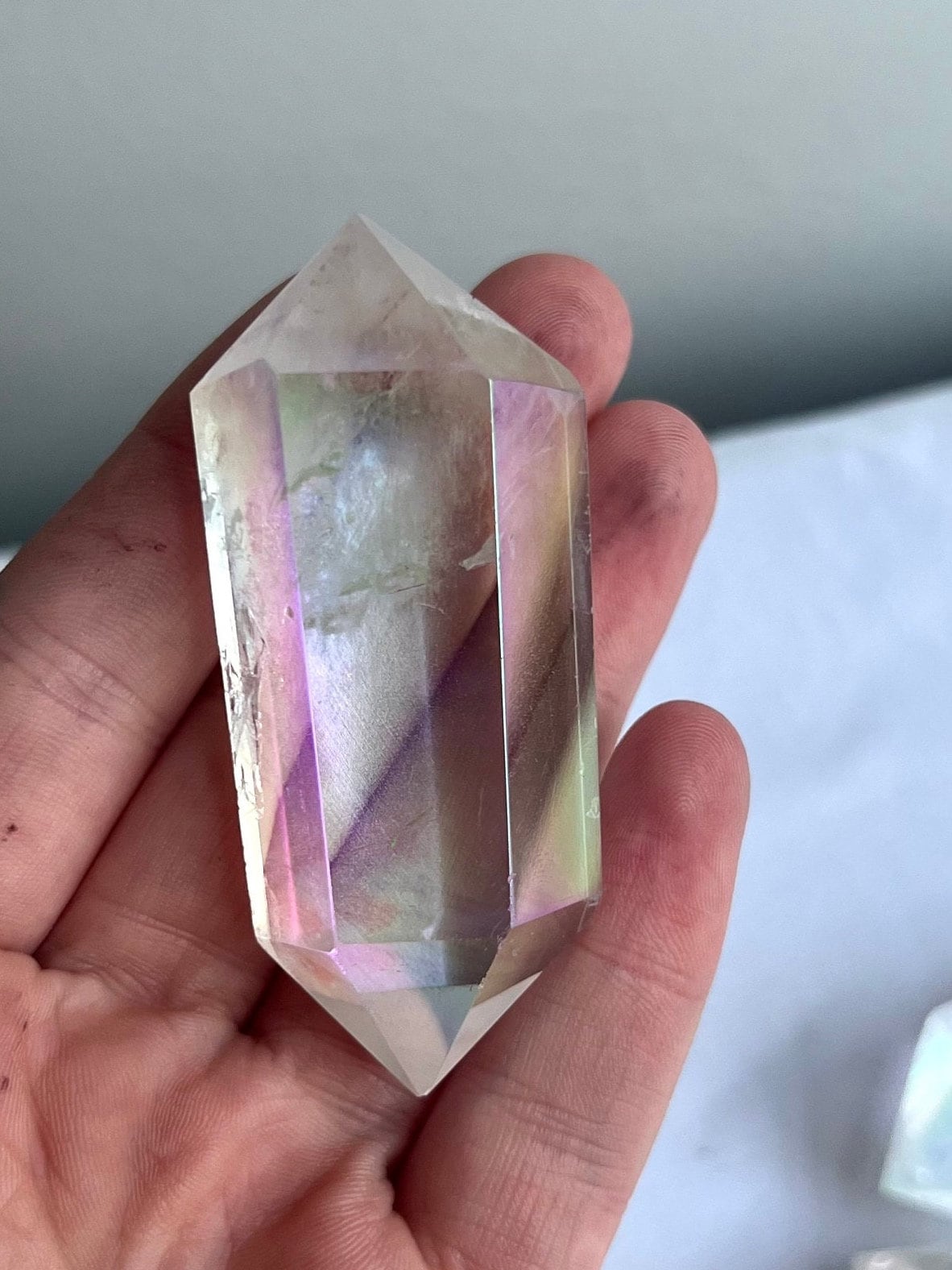 Clear Aura Quartz Double Terminated Point