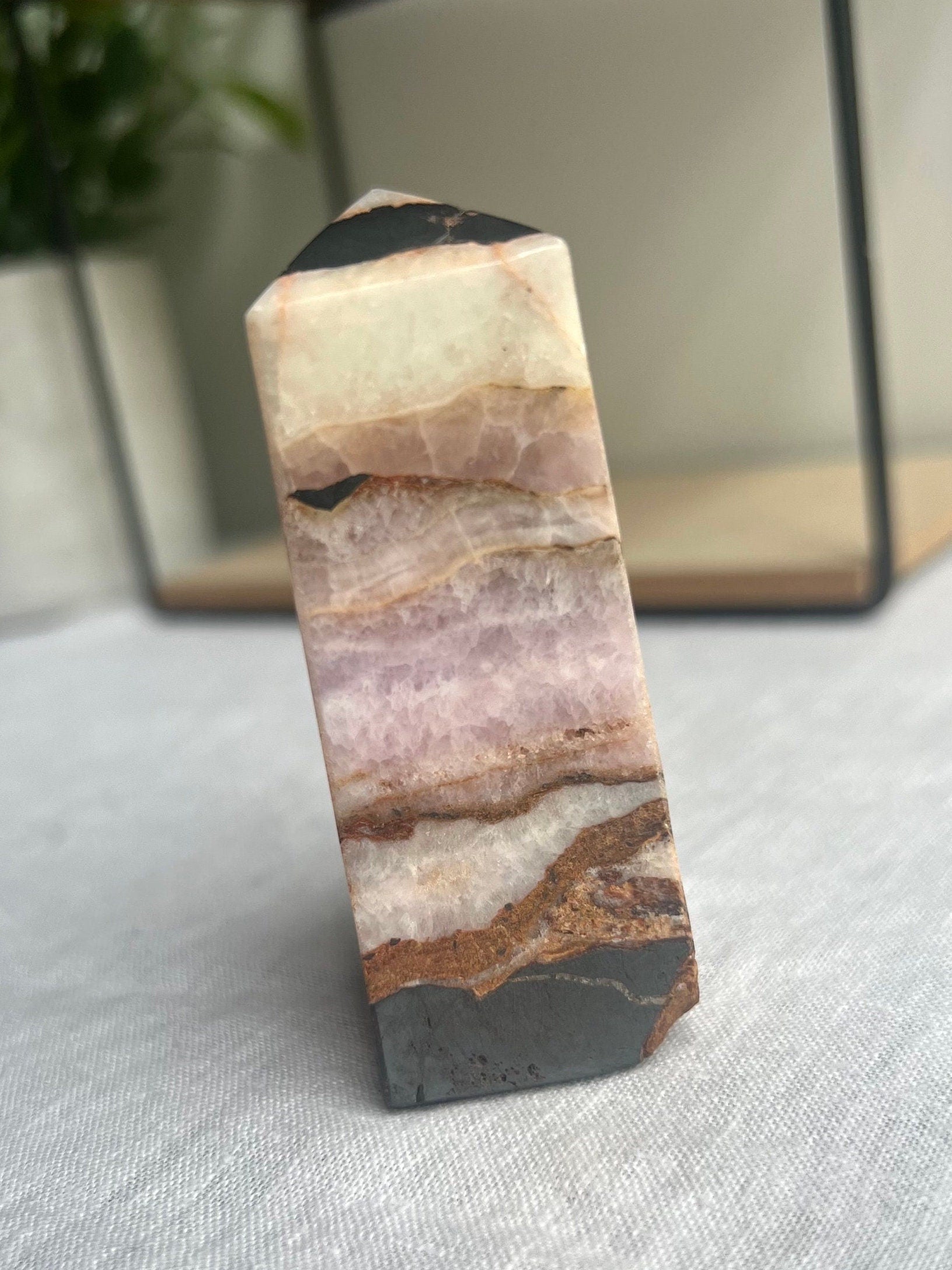 Gorgeous Pink Aragonite Tower | Banded Pink Aragonite Obelisk