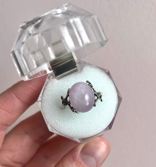 Kunzite Ring | 925 Sterling Silver Adjustable Band Gemstone Ring