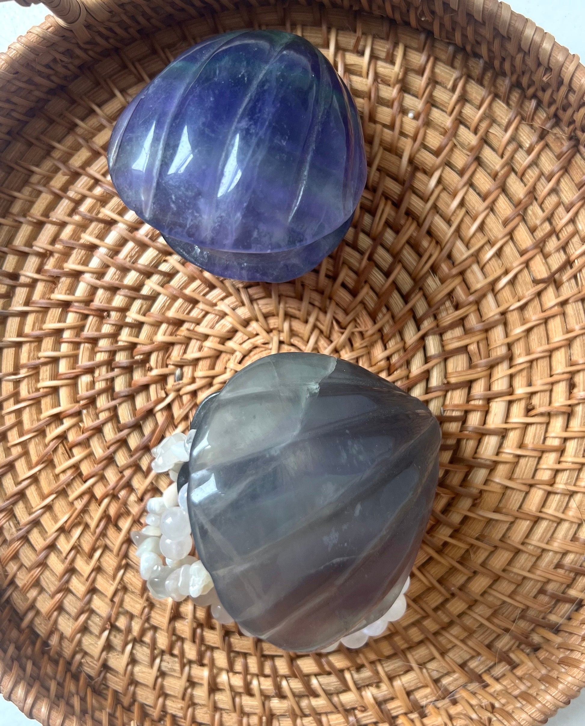 Fluorite Shell Dish Purple & Green Fluorite Seashell Bowl