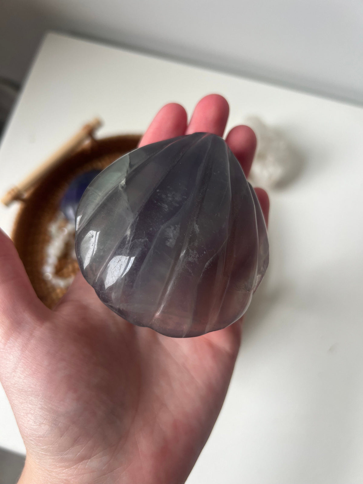 Fluorite Shell Dish Purple & Green Fluorite Seashell Bowl