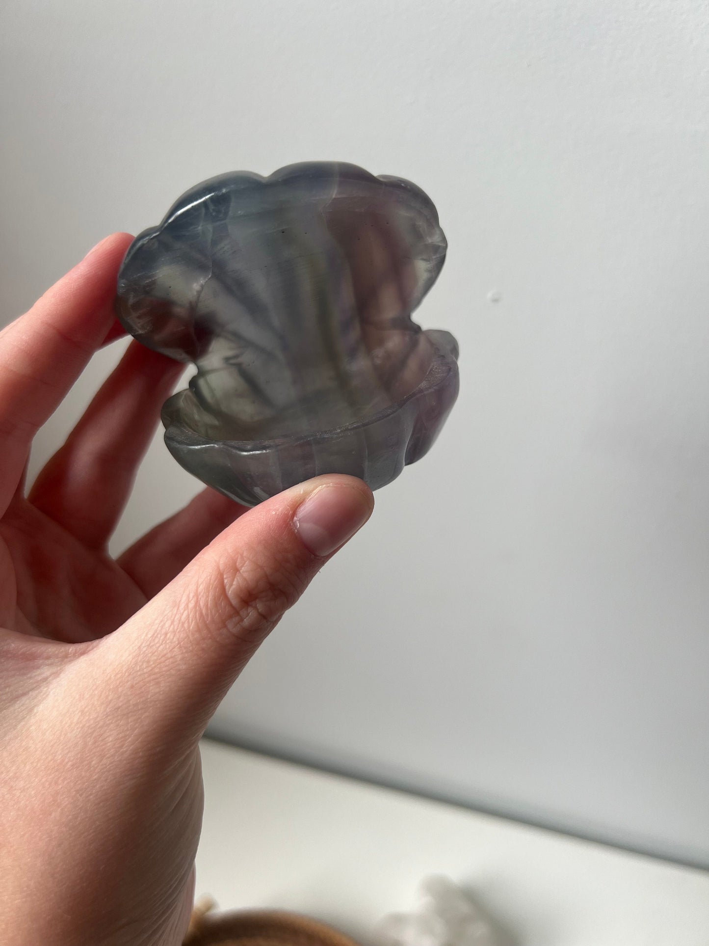 Fluorite Shell Dish Purple & Green Fluorite Seashell Bowl