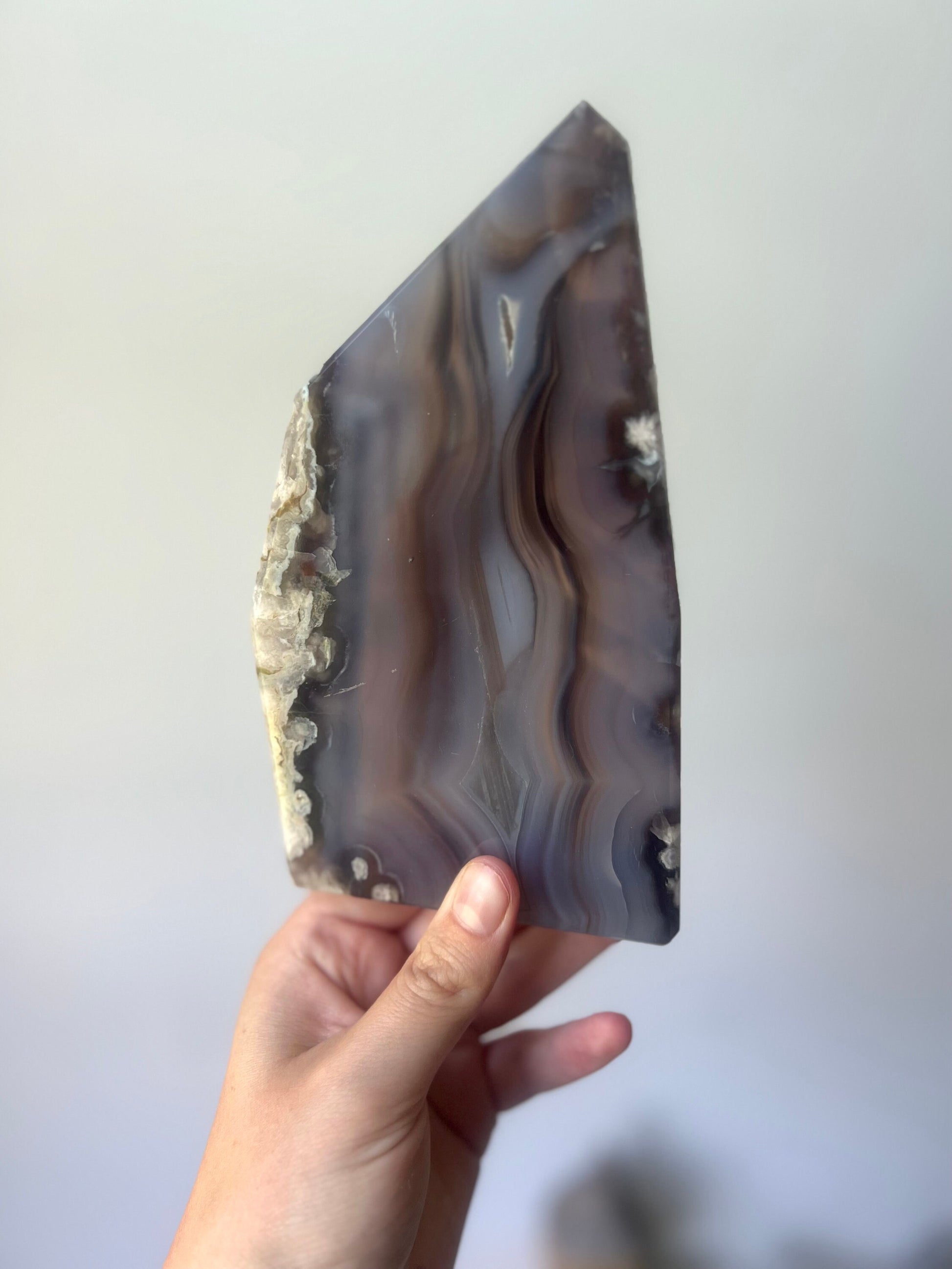 High Quality Blue Flower Agate Slab | AAA Blue and Black Flower Agate Slice