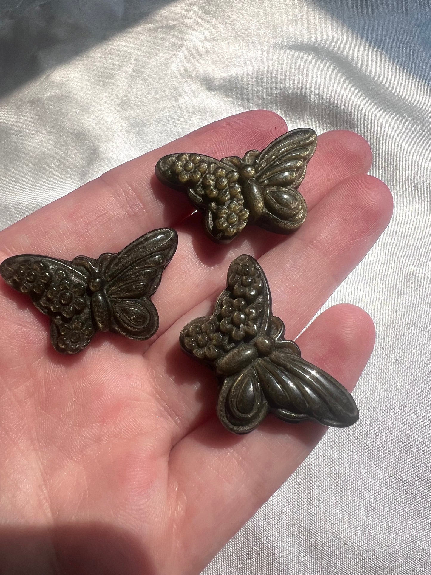 Gold Sheen Obsidian Small Butterfly Carvings