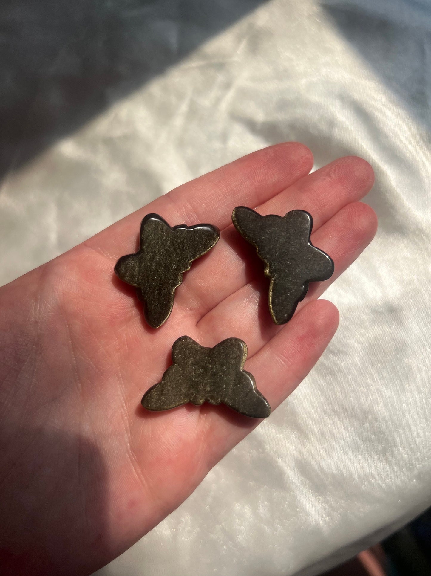 Gold Sheen Obsidian Small Butterfly Carvings