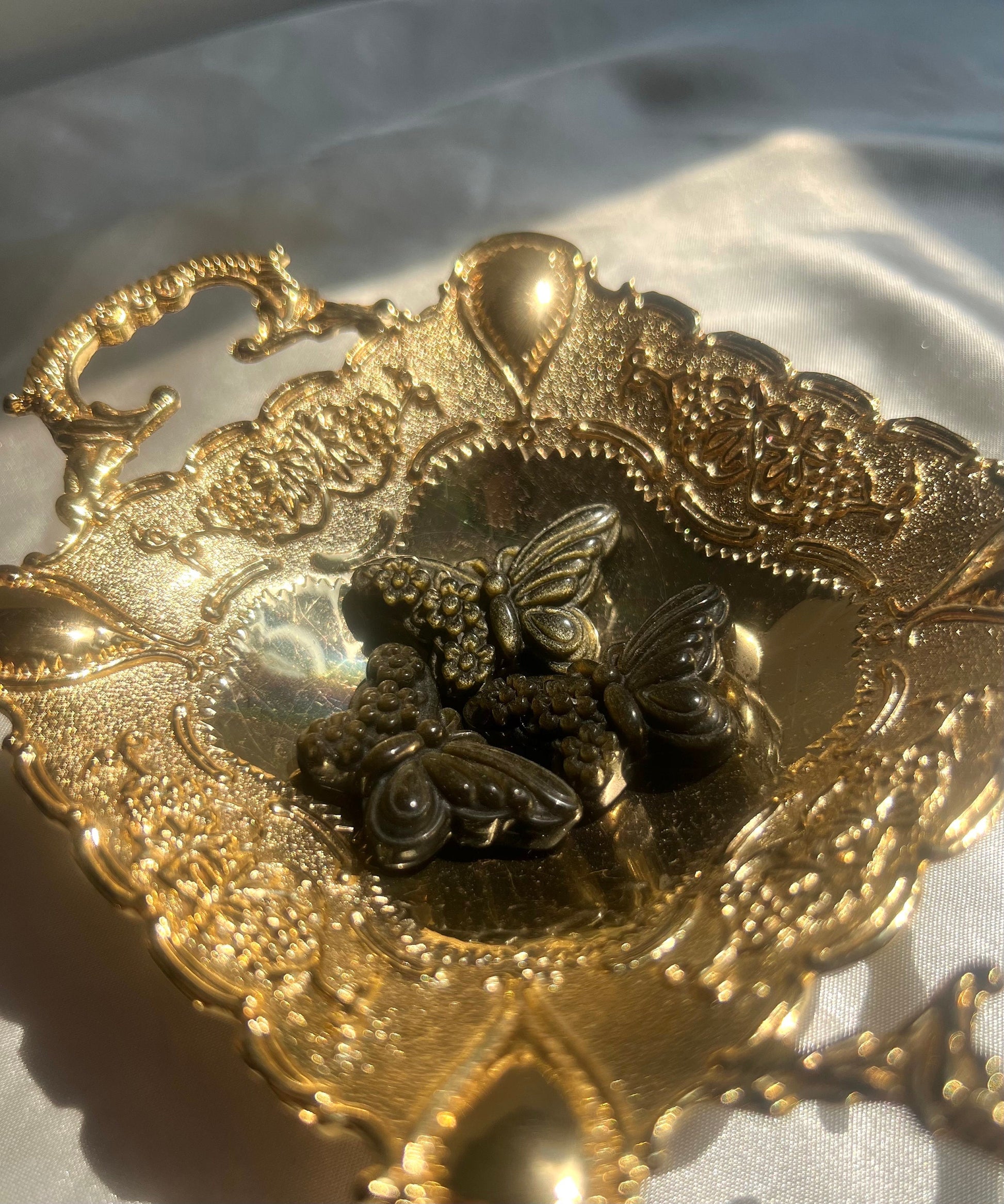 Gold Sheen Obsidian Small Butterfly Carvings