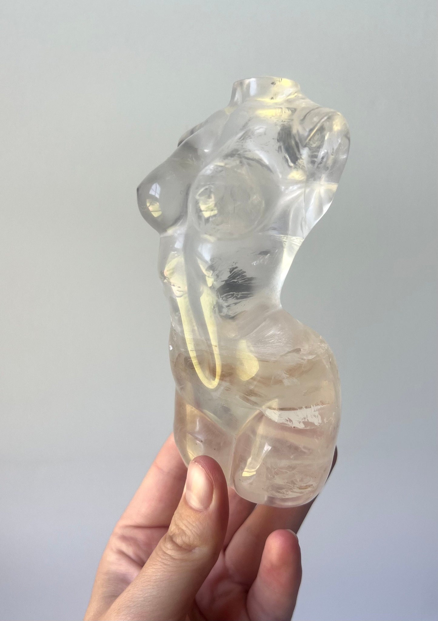 XL Stunning Rose Quartz Goddess Carving | Transparent Rose Quartz Lady Body Statue Female Torso