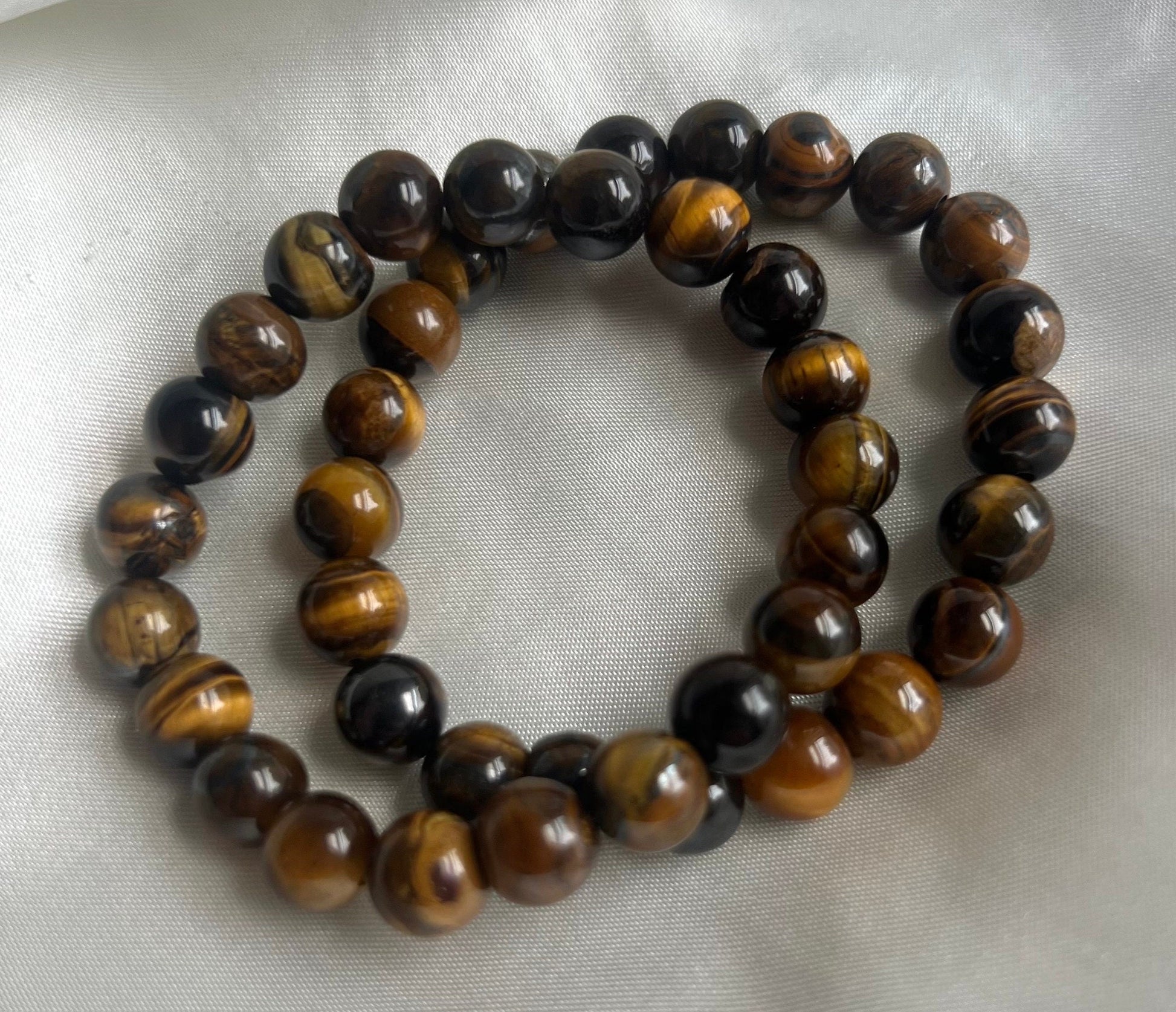 Tiger’s Eye Bracelet Hand-crafted 8mm Beaded Tiger’s Eye Bracelet Gemstone Jewelry