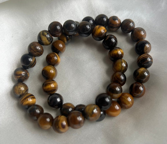 Tiger’s Eye Bracelet Hand-crafted 8mm Beaded Tiger’s Eye Bracelet Gemstone Jewelry