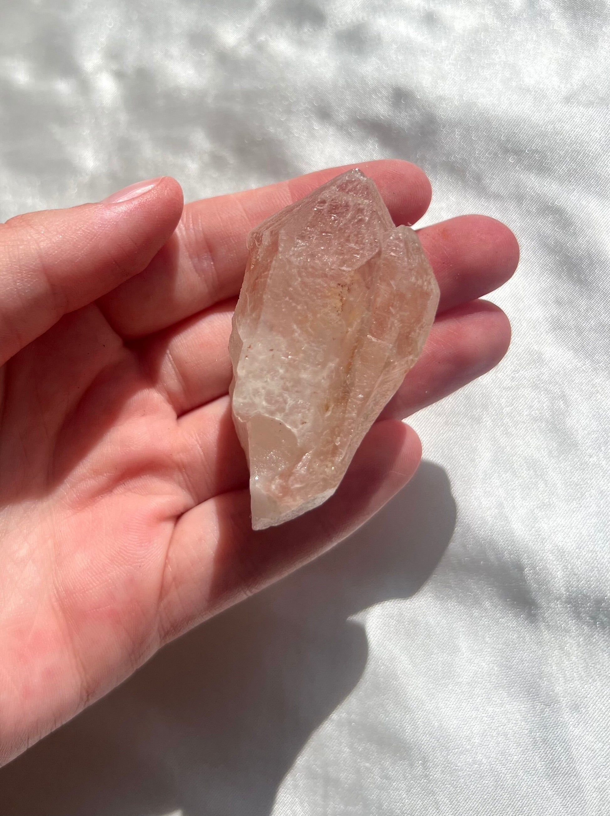 Double Pointed Raw Pink Scarlett Temple Lemurian Point from Brazil | Twin Point