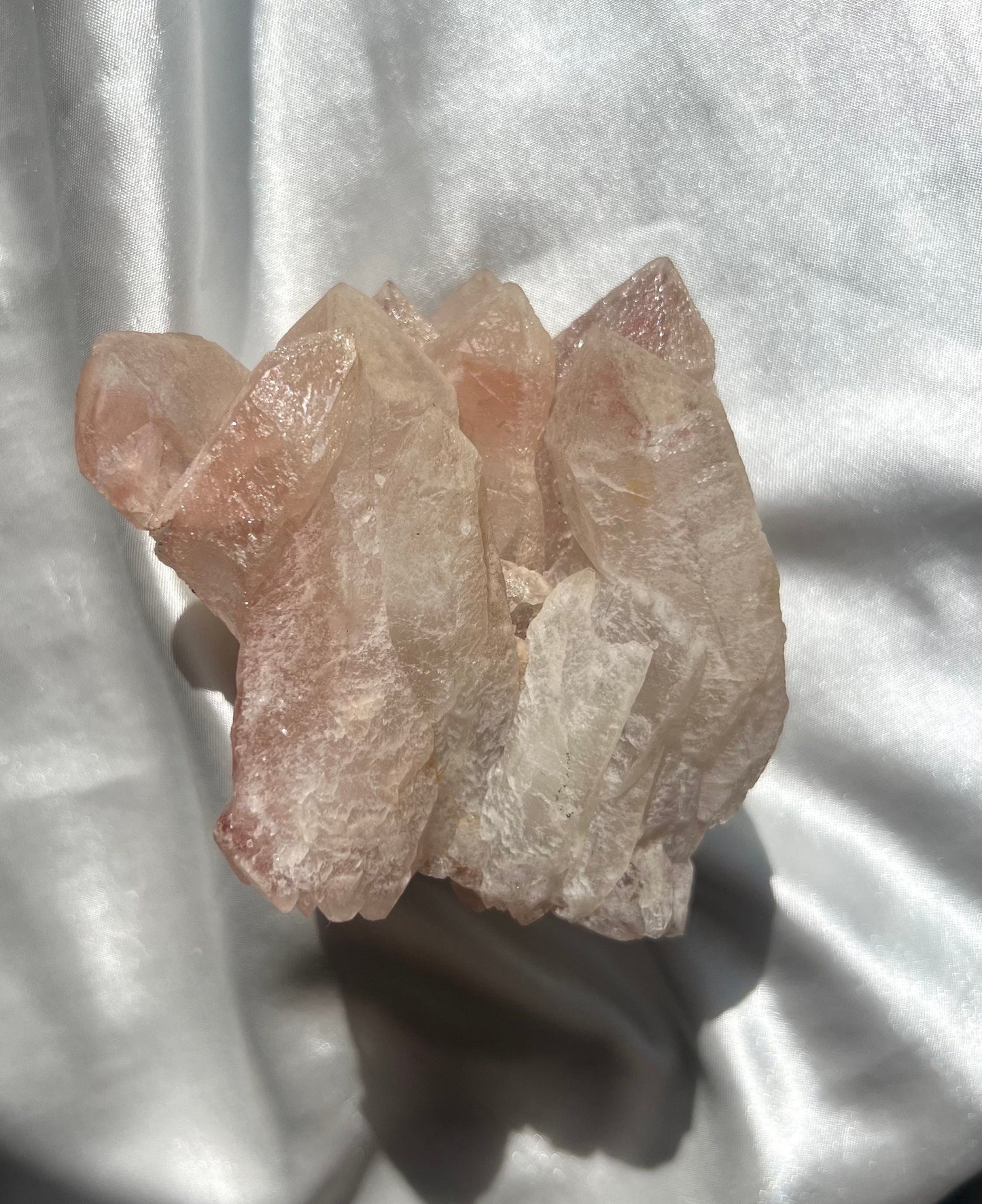 Gorgeous Pink Scarlett Temple Lemurian Cluster with Display Stand from Brazil