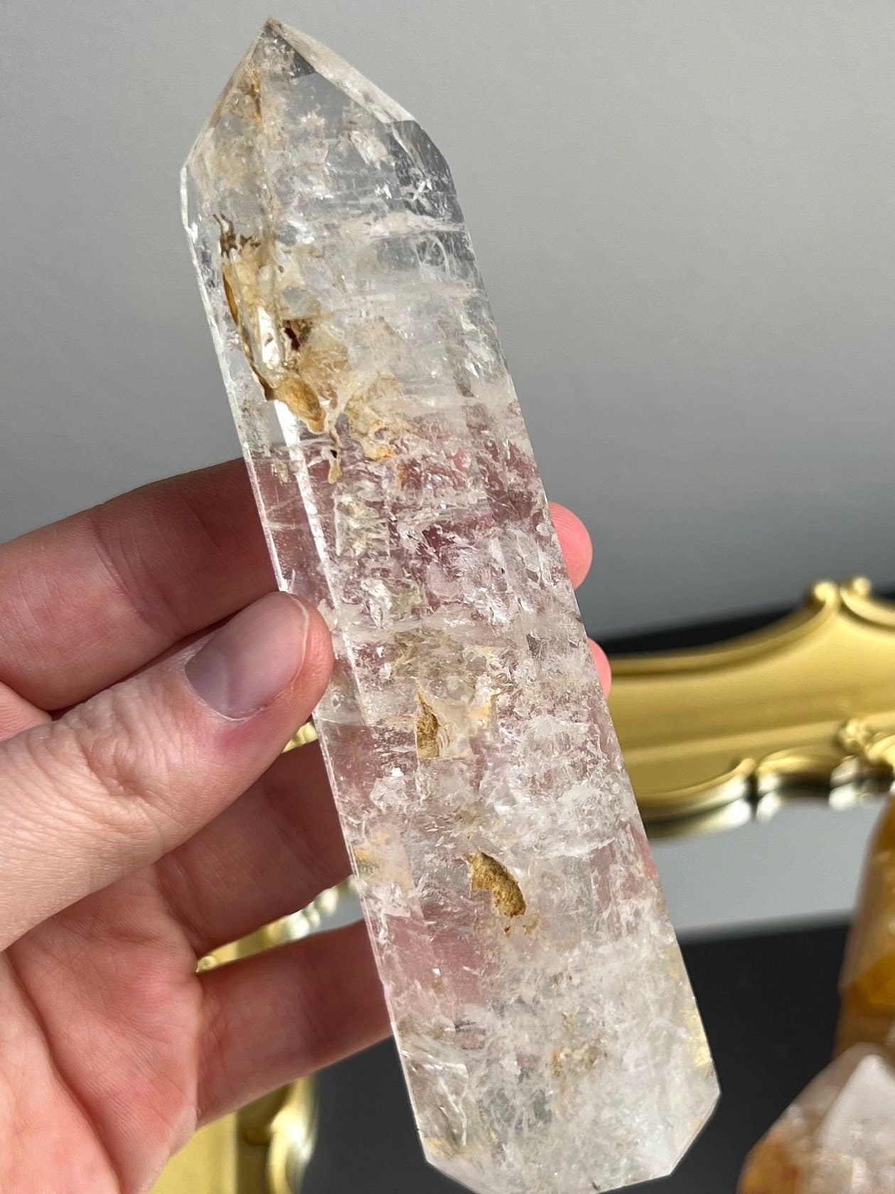 Quartz with Hematoid Inclusions Tower | Golden Healer in Quartz Obelisk