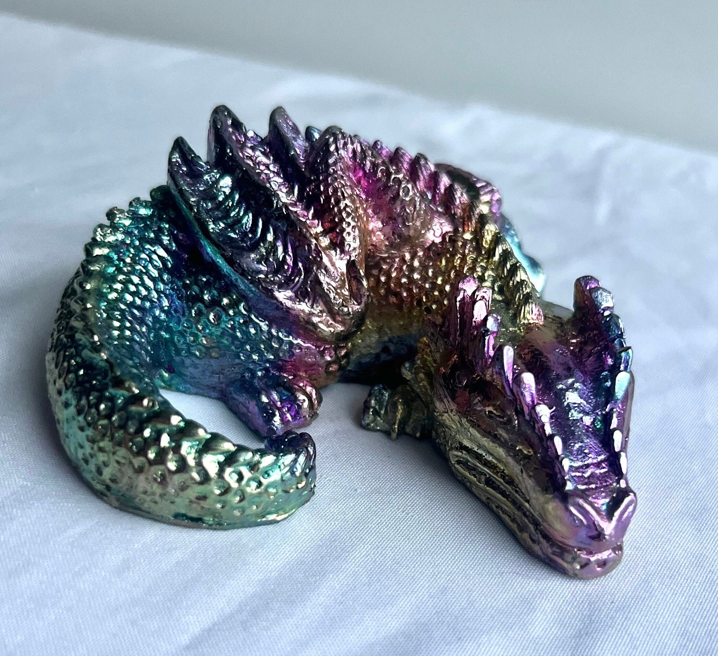 Stunning Bismuth Sleeping Dragon Carving | Rainbow Sleeping Dragon