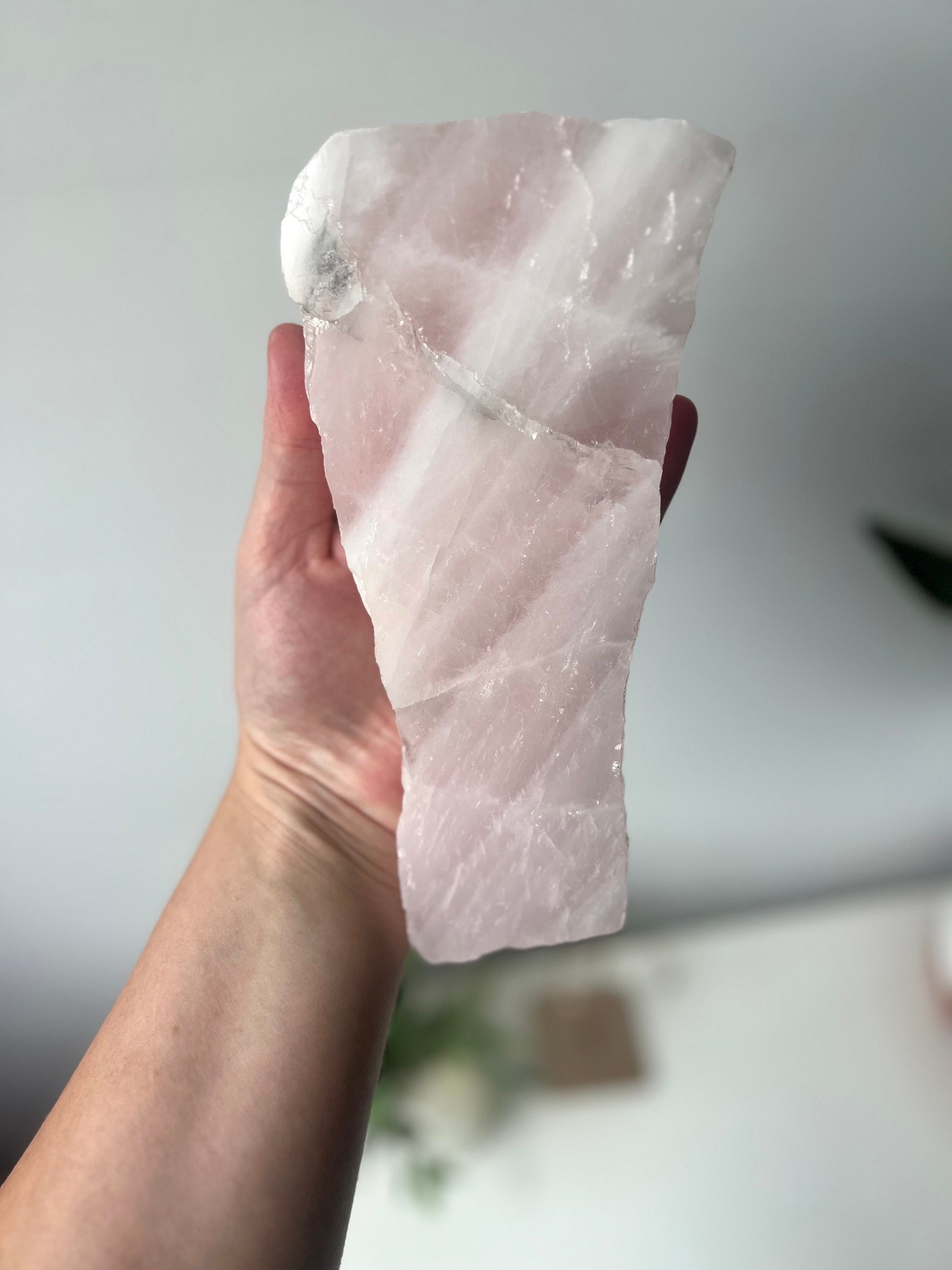 Beautiful Rose Quartz Slab with Display Stand from Brazil