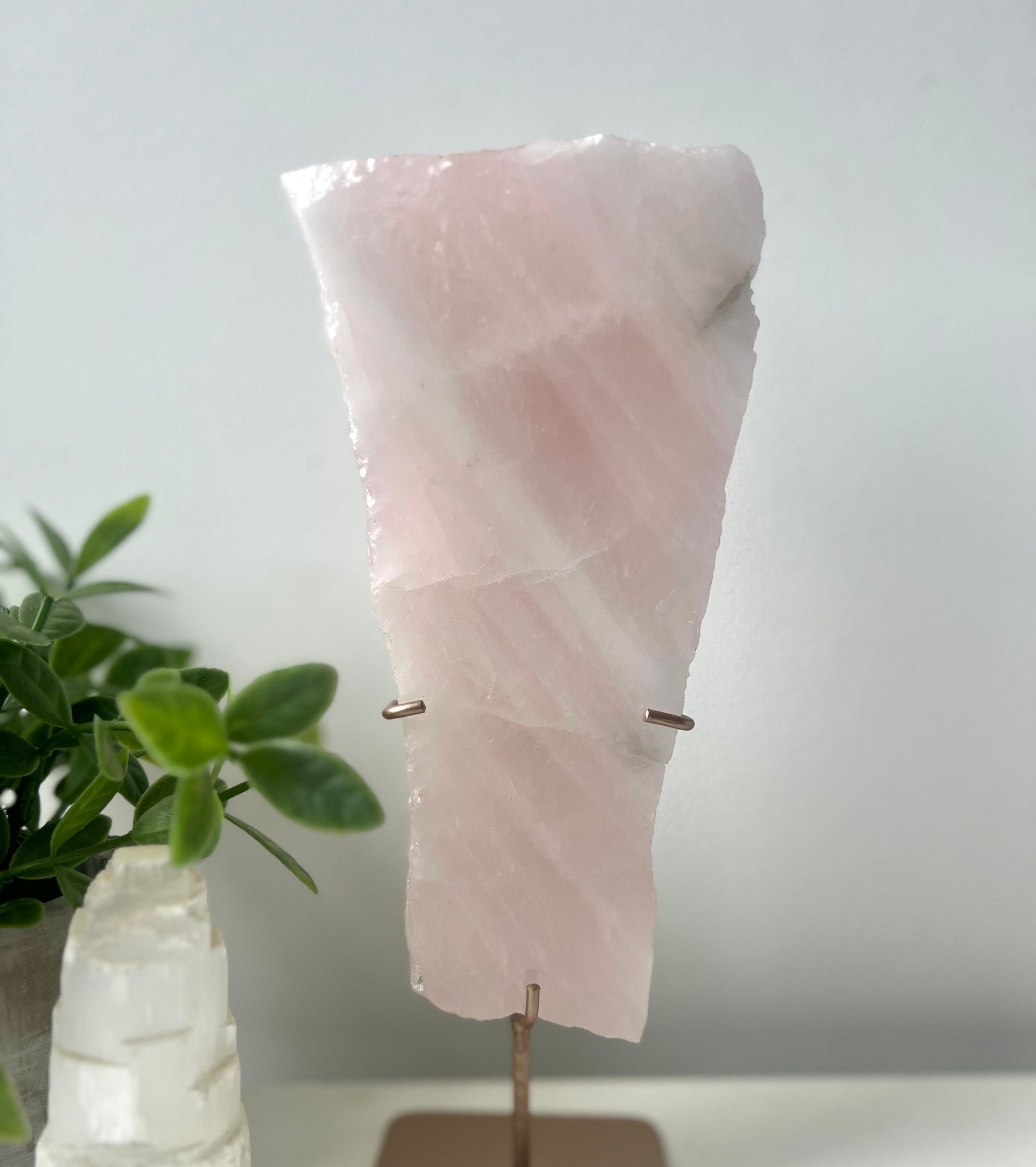 Beautiful Rose Quartz Slab with Display Stand from Brazil