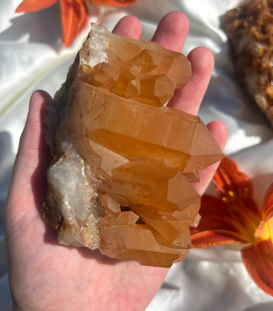 Tangerine Quartz Cluster | Raw Tangerine Quartz Cluster from Brazil