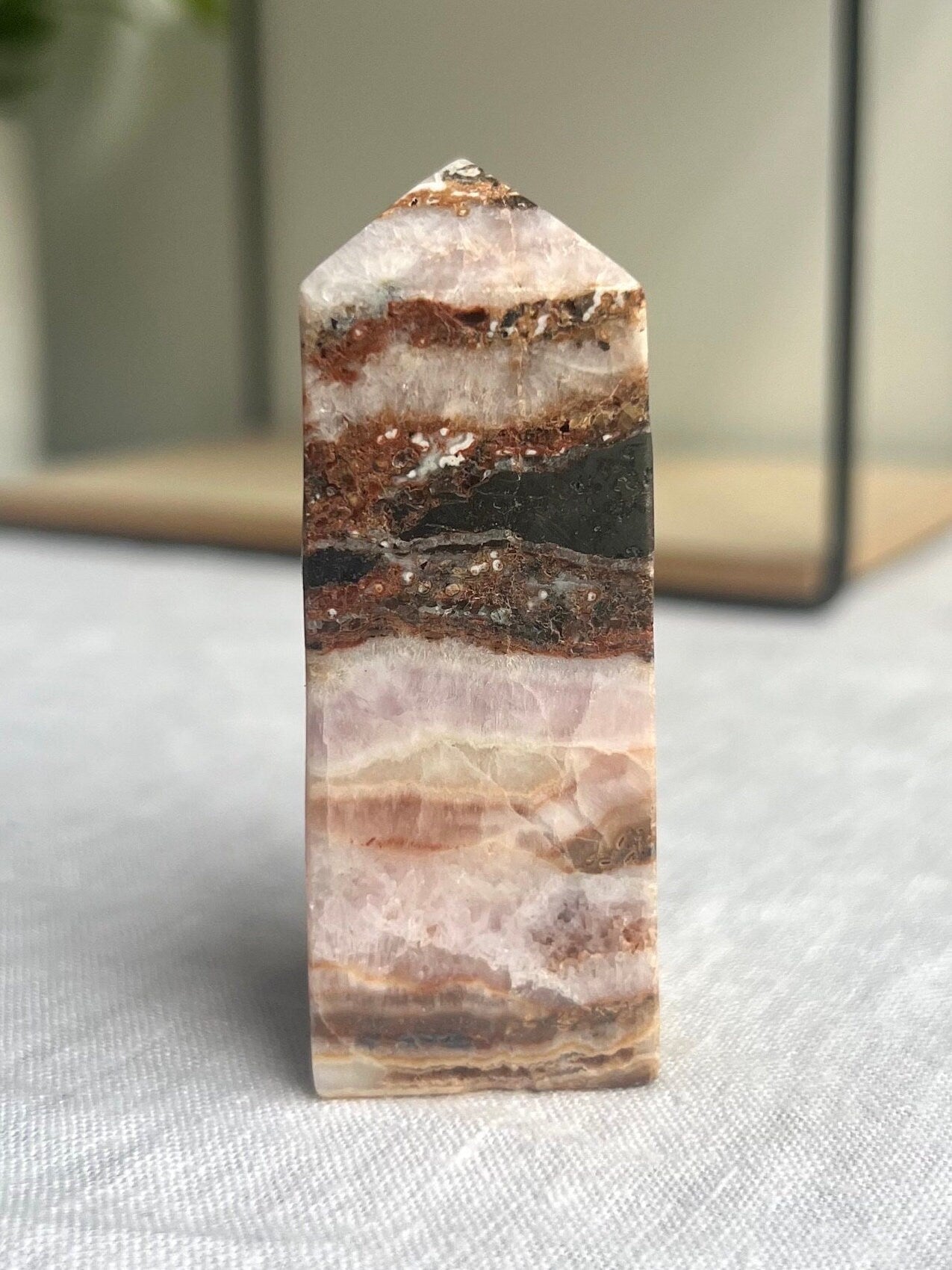 Gorgeous Pink Aragonite Tower | Banded Pink Aragonite Obelisk