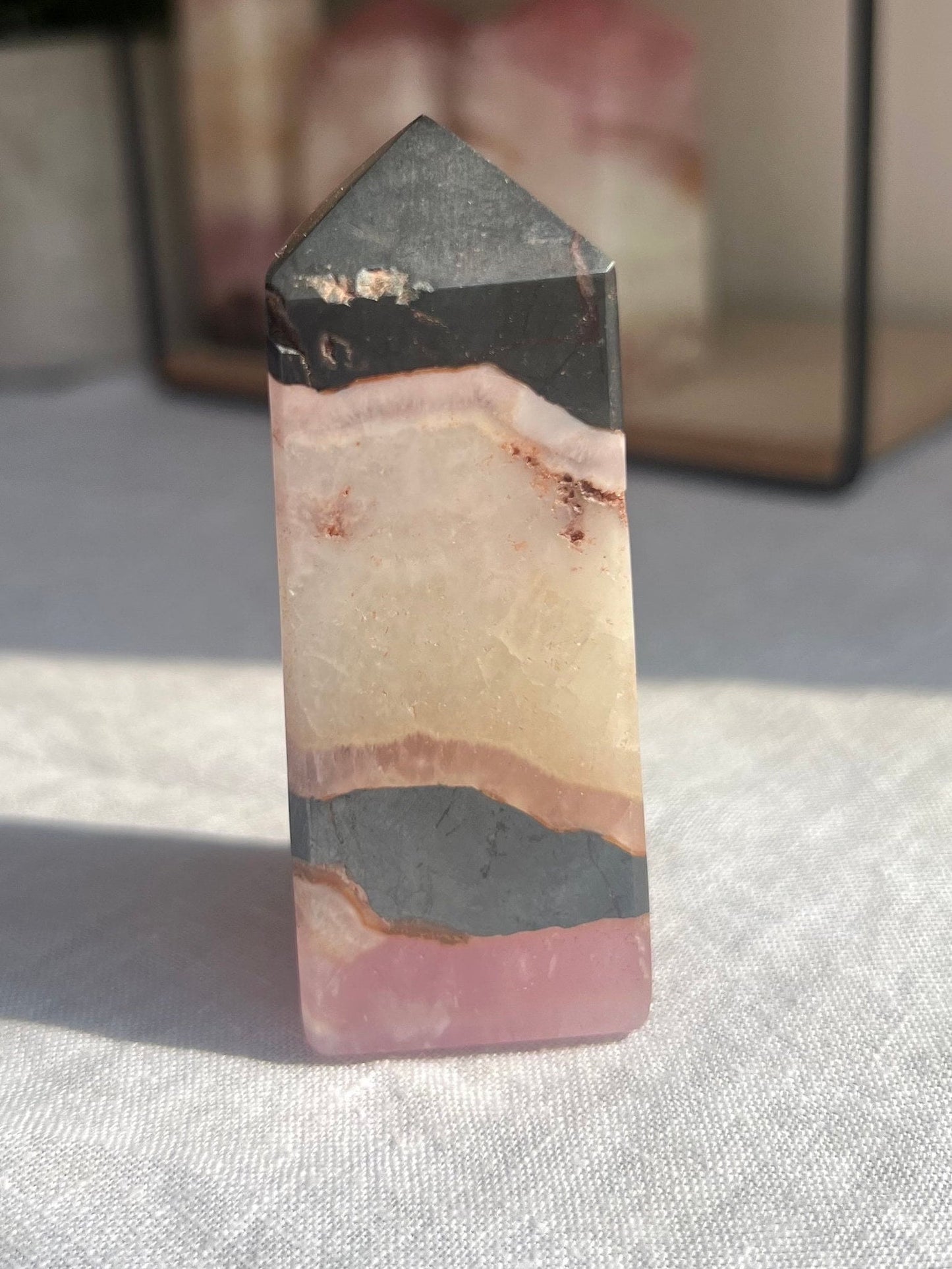 Gorgeous Pink Aragonite Tower | Banded Pink Aragonite Obelisk