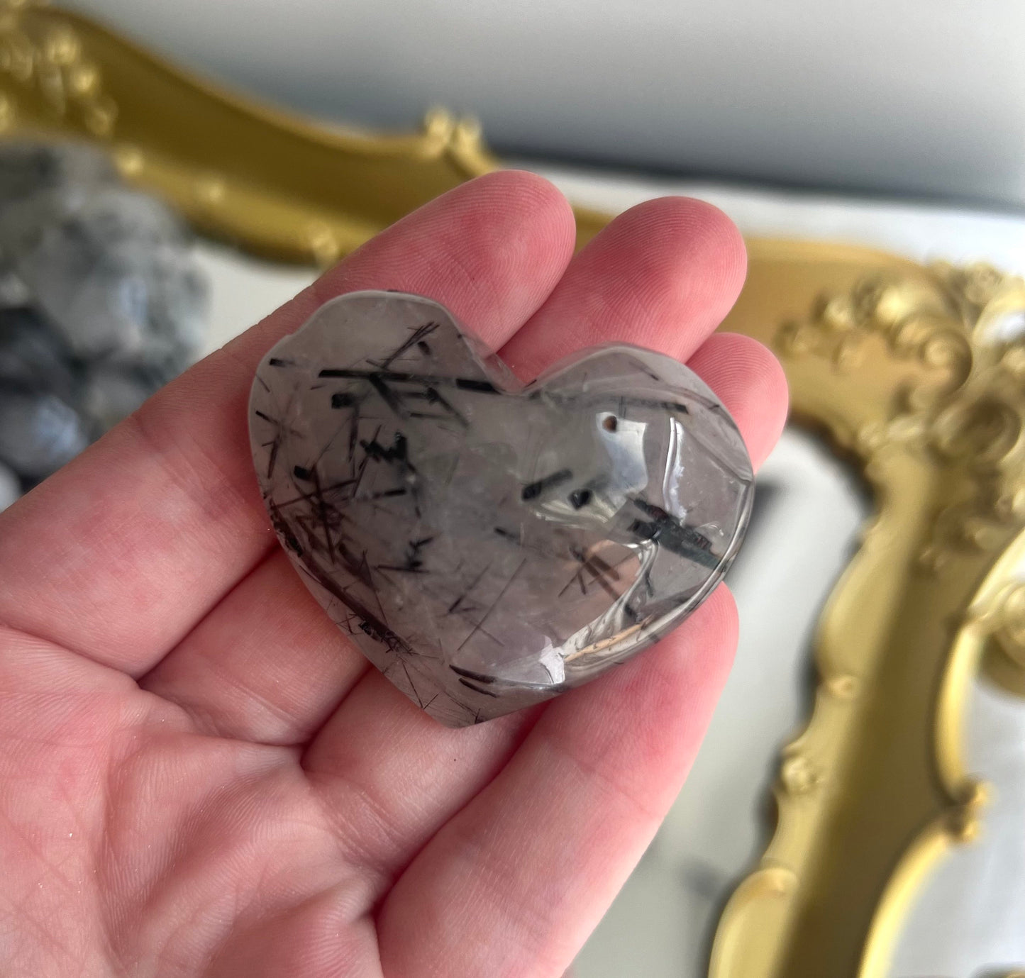 Tourmaline in Quartz Puffy Heart Carvings | Tourmalated Quartz Heart You Choose
