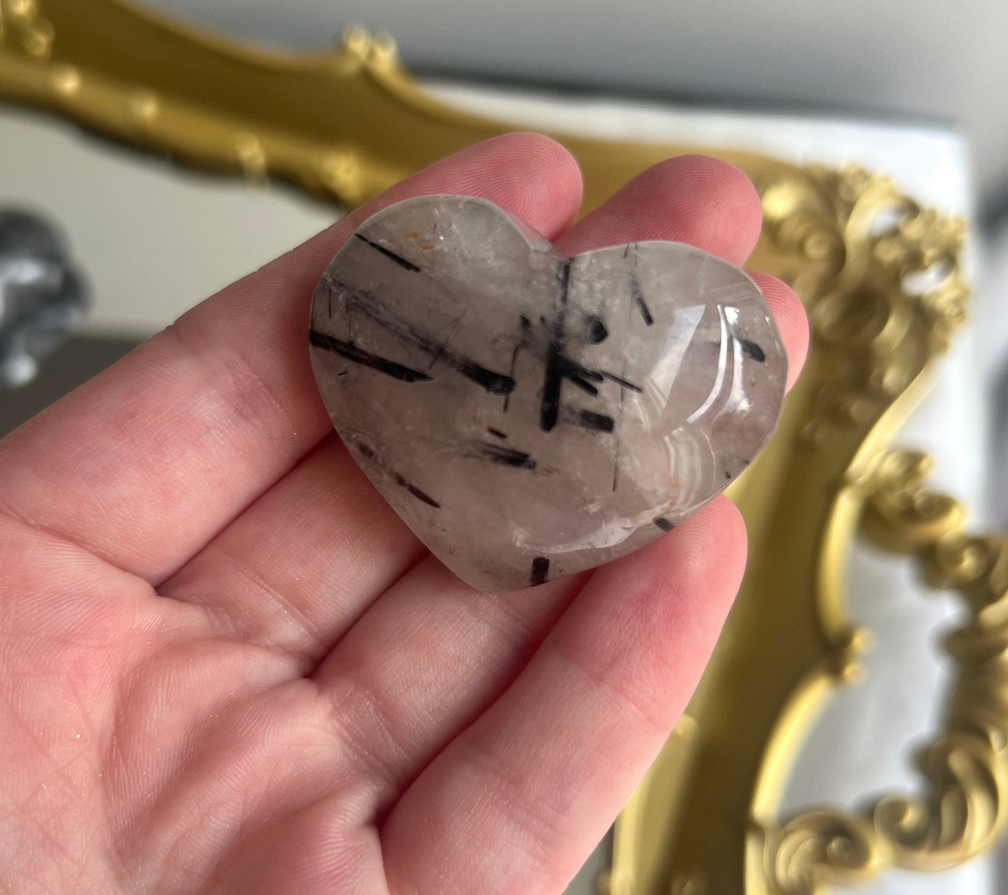 Tourmaline in Quartz Puffy Heart Carvings | Tourmalated Quartz Heart You Choose