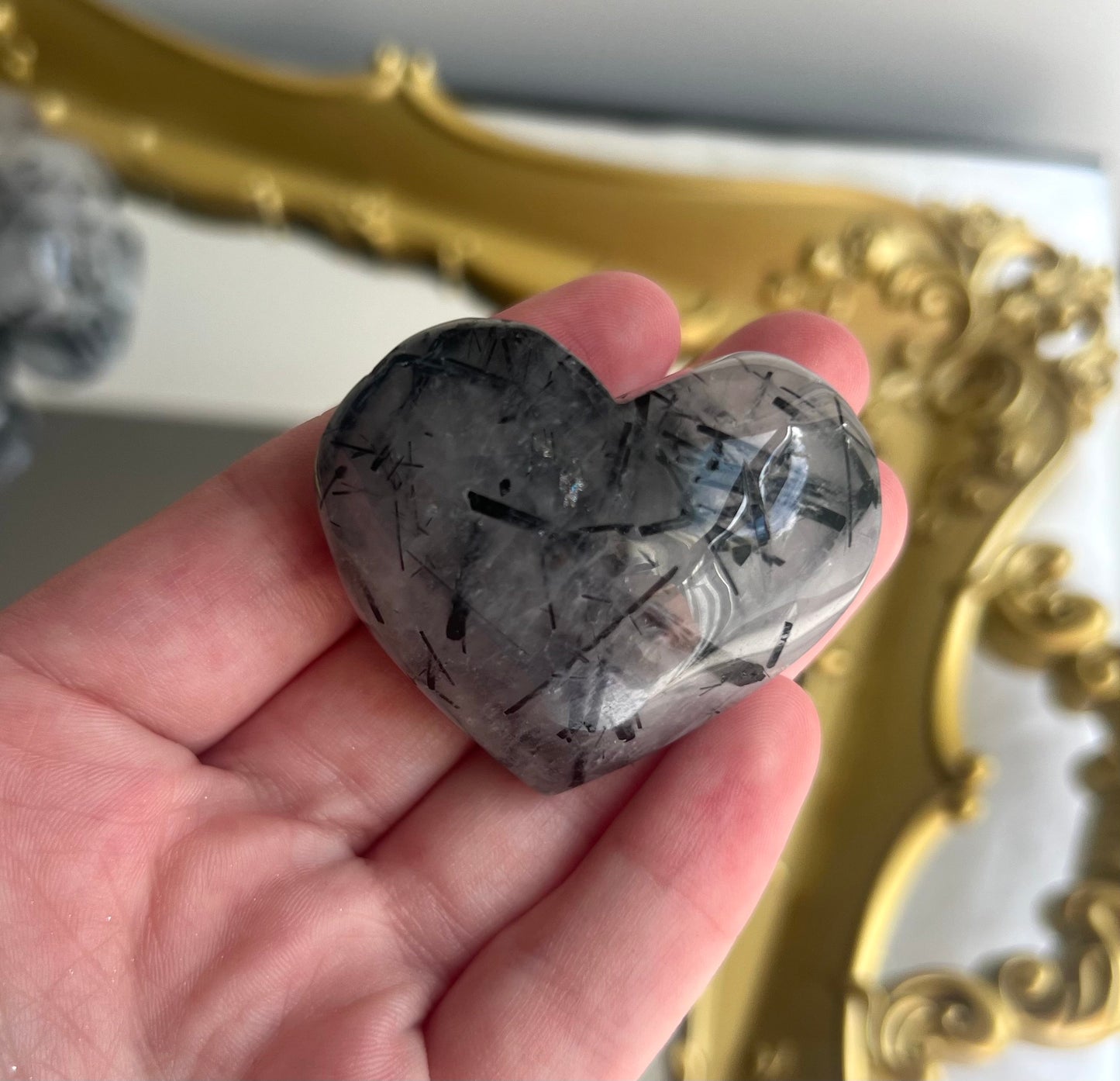 Tourmaline in Quartz Puffy Heart Carvings | Tourmalated Quartz Heart You Choose