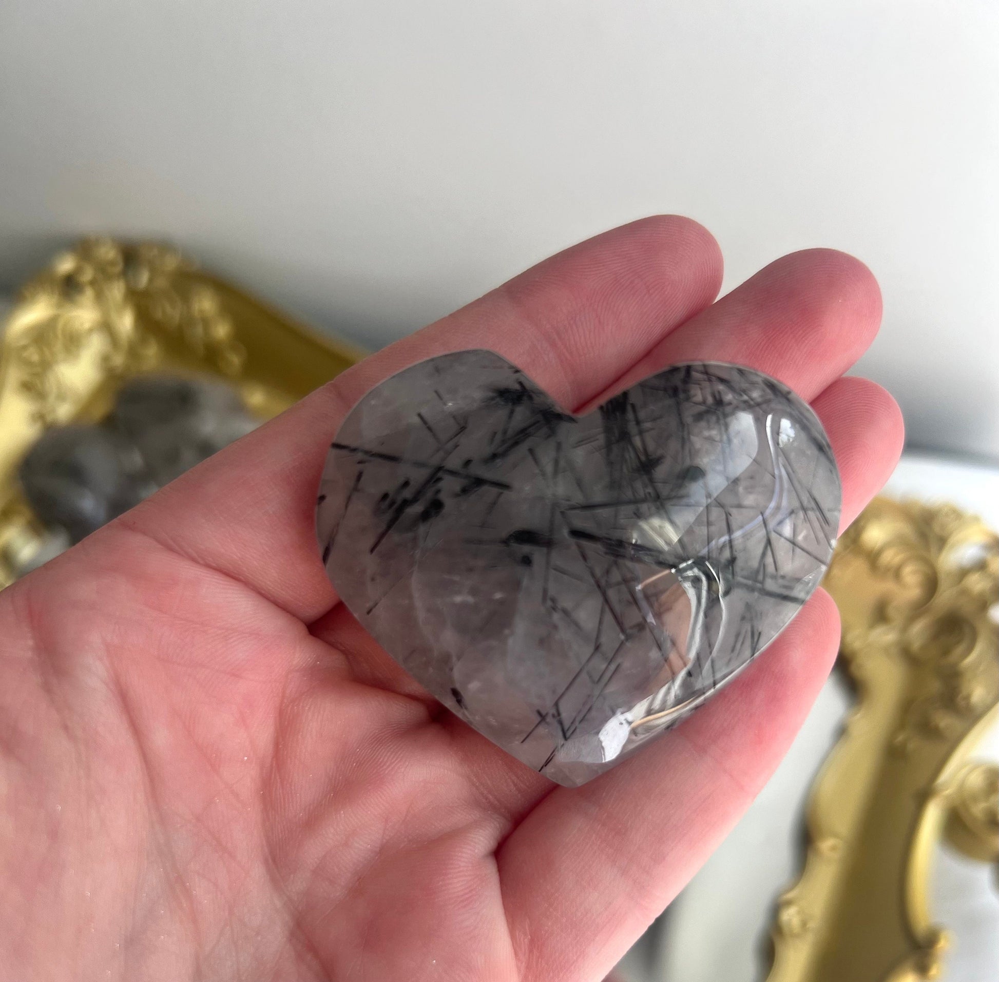 Tourmaline in Quartz Puffy Heart Carvings | Tourmalated Quartz Heart You Choose