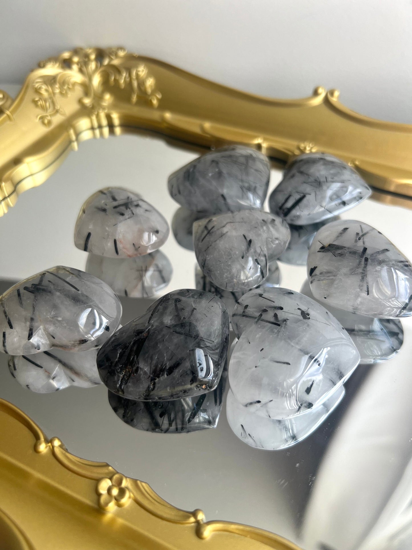 Tourmaline in Quartz Puffy Heart Carvings | Tourmalated Quartz Heart You Choose