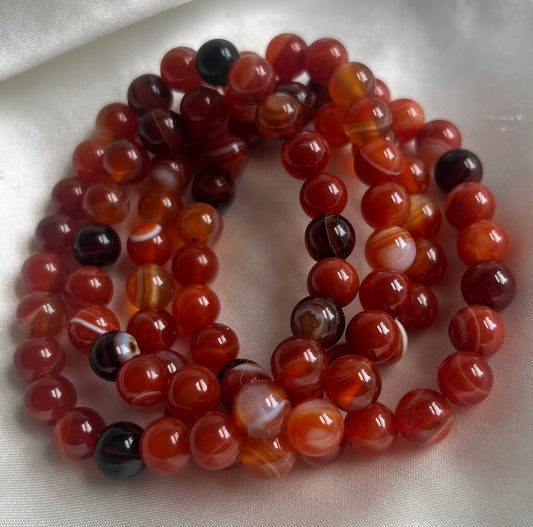 Carnelian Bracelet Hand-Crafted Carnelian 8mm Beaded Bracelet Gemstone Jewelry