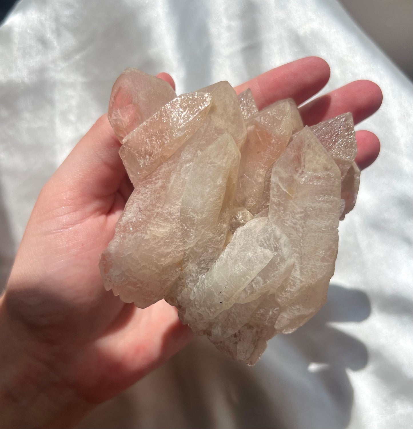 Gorgeous Pink Scarlett Temple Lemurian Cluster with Display Stand from Brazil