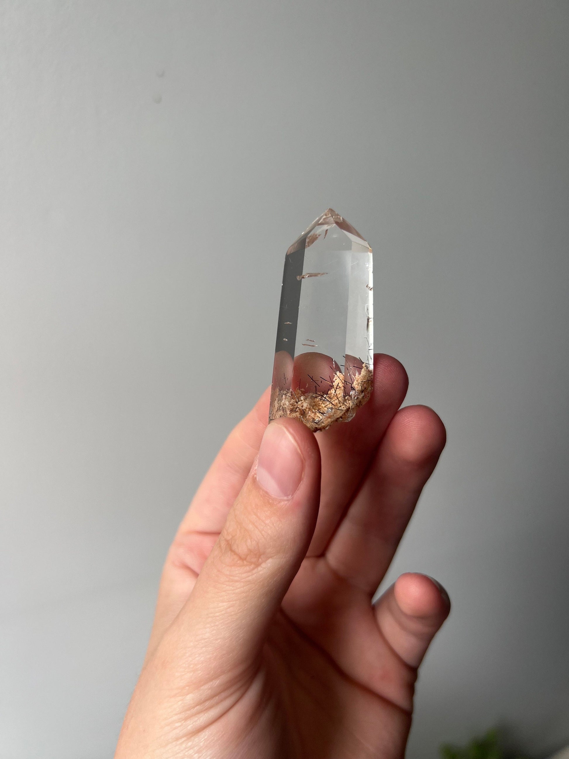 AAA Garden Quartz Point with Black Rutile Inclusions from Brazil