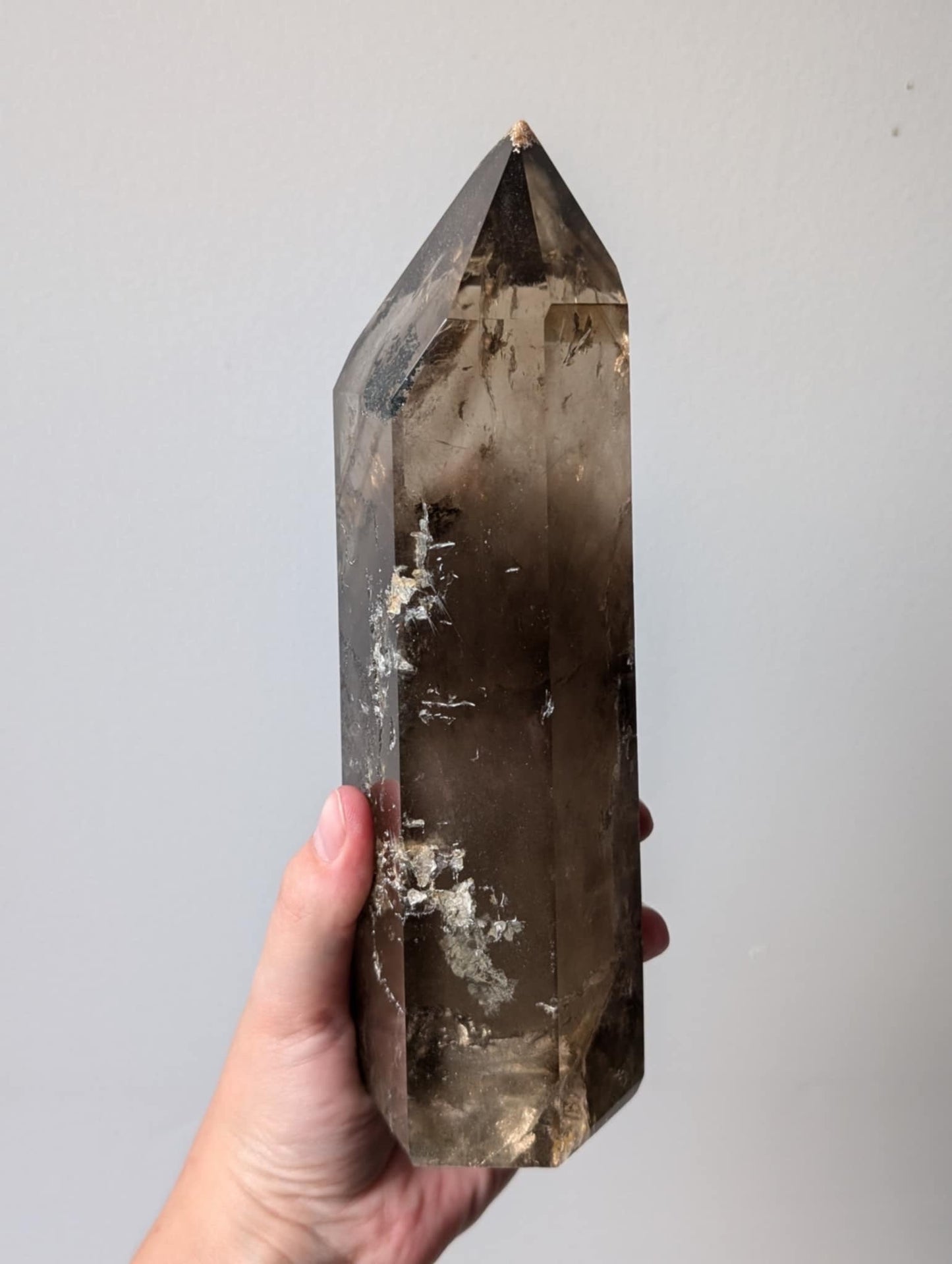 Gorgeous Large Smoky Quartz Tower with Dentritic Garden & Phantoms from Brazil (1.314kg)