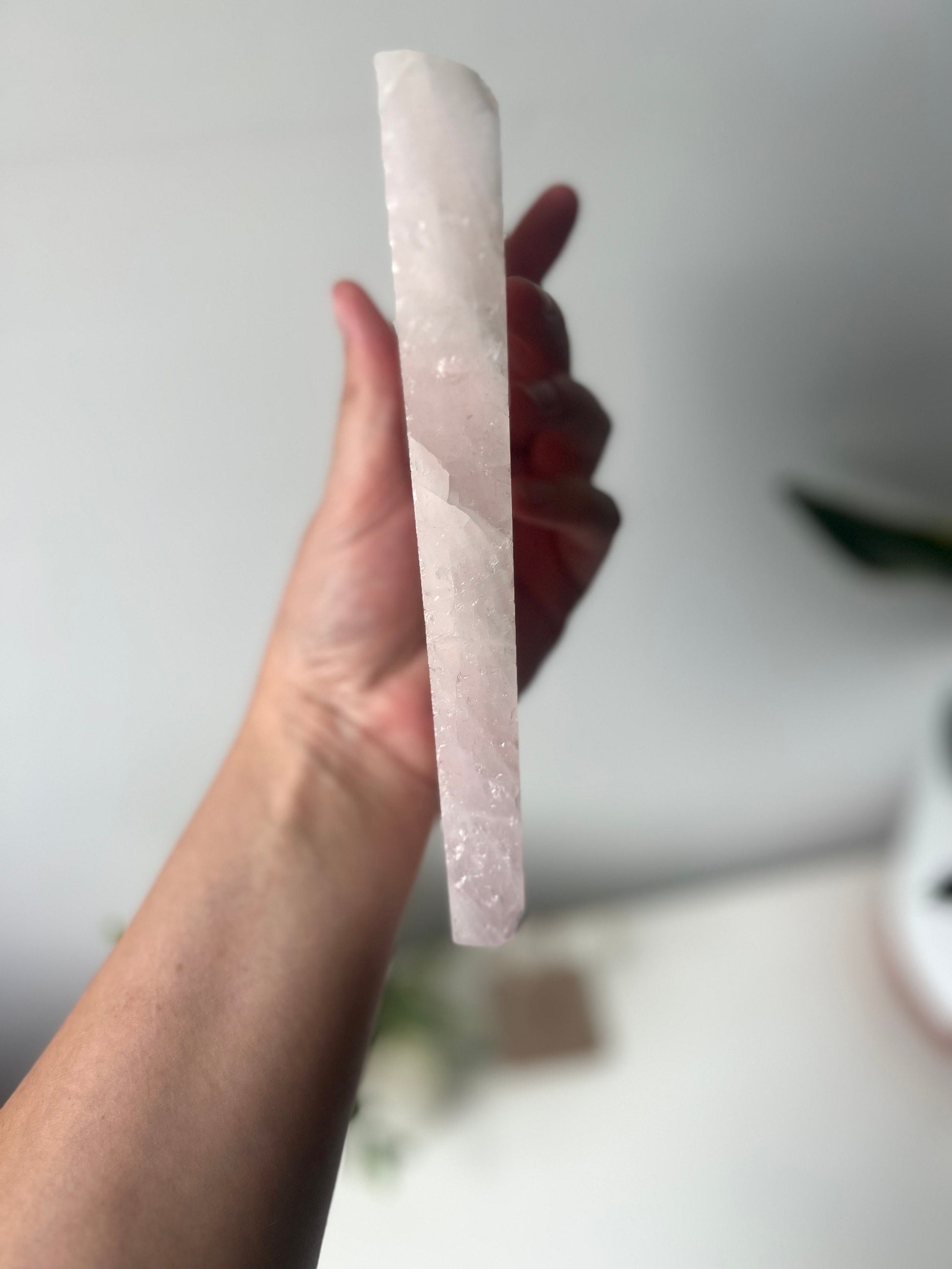 Beautiful Rose Quartz Slab with Display Stand from Brazil