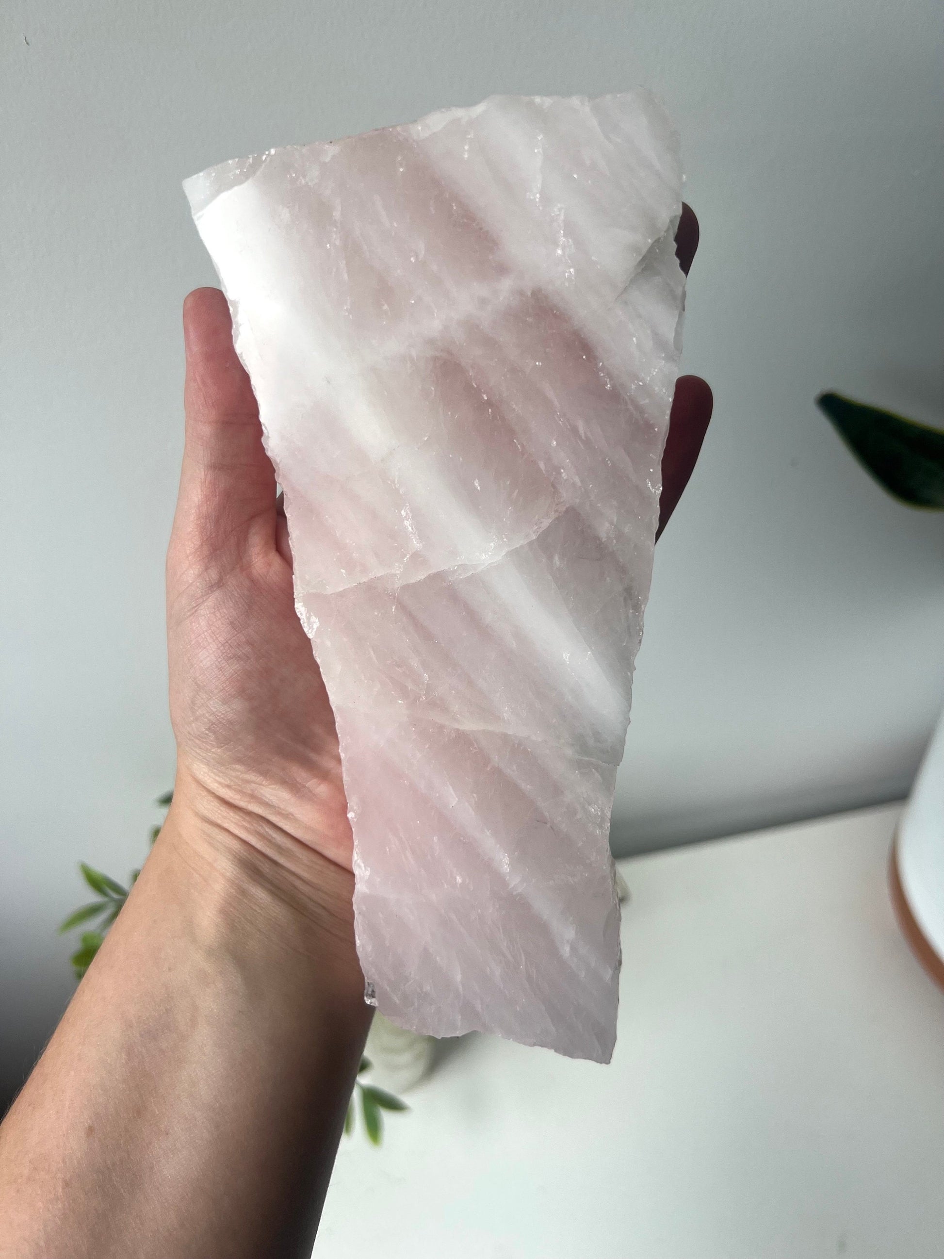 Beautiful Rose Quartz Slab with Display Stand from Brazil