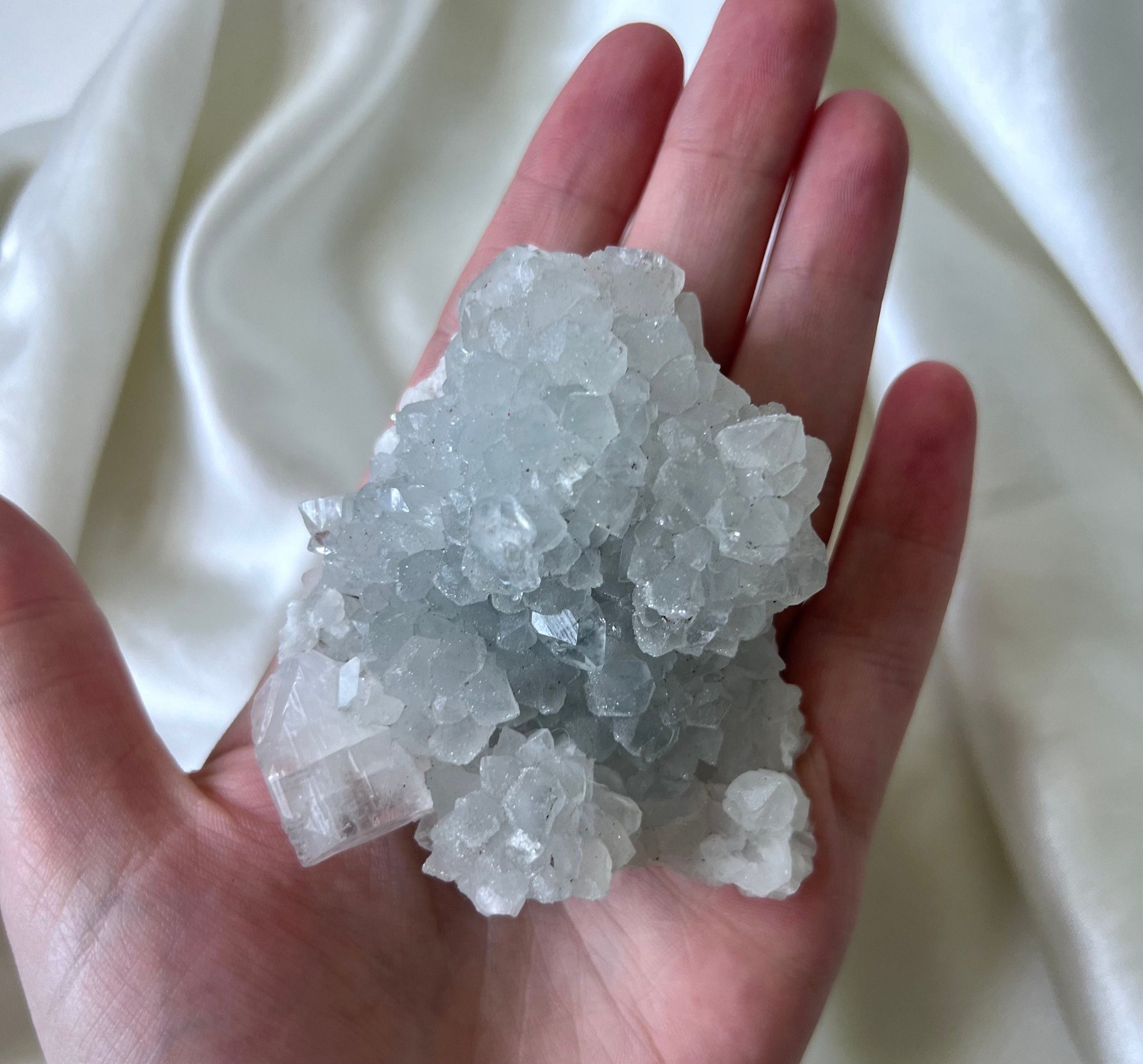 Raw Apophyllite on Chalcedony Cluster | Diamond Apophyllite