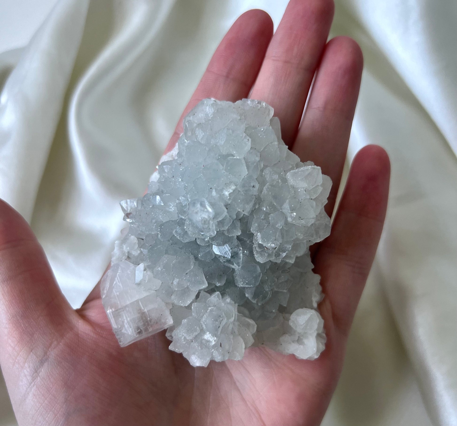 Raw Apophyllite on Chalcedony Cluster | Diamond Apophyllite