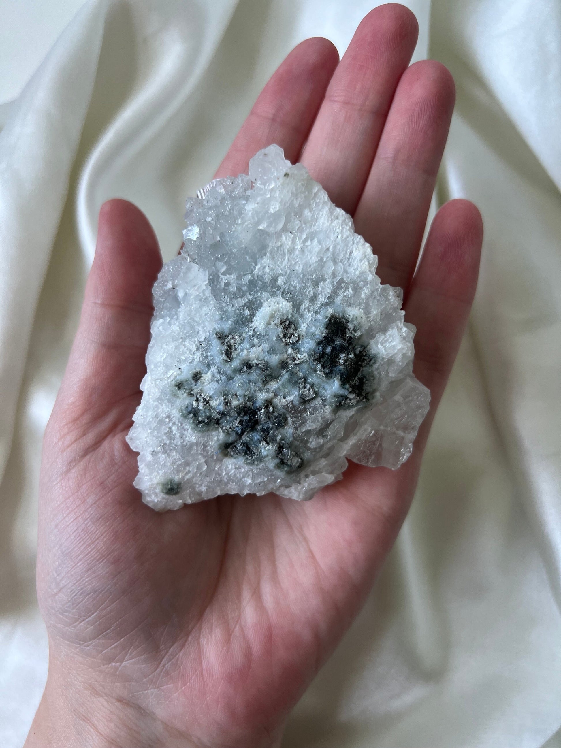 Raw Apophyllite on Chalcedony Cluster | Diamond Apophyllite
