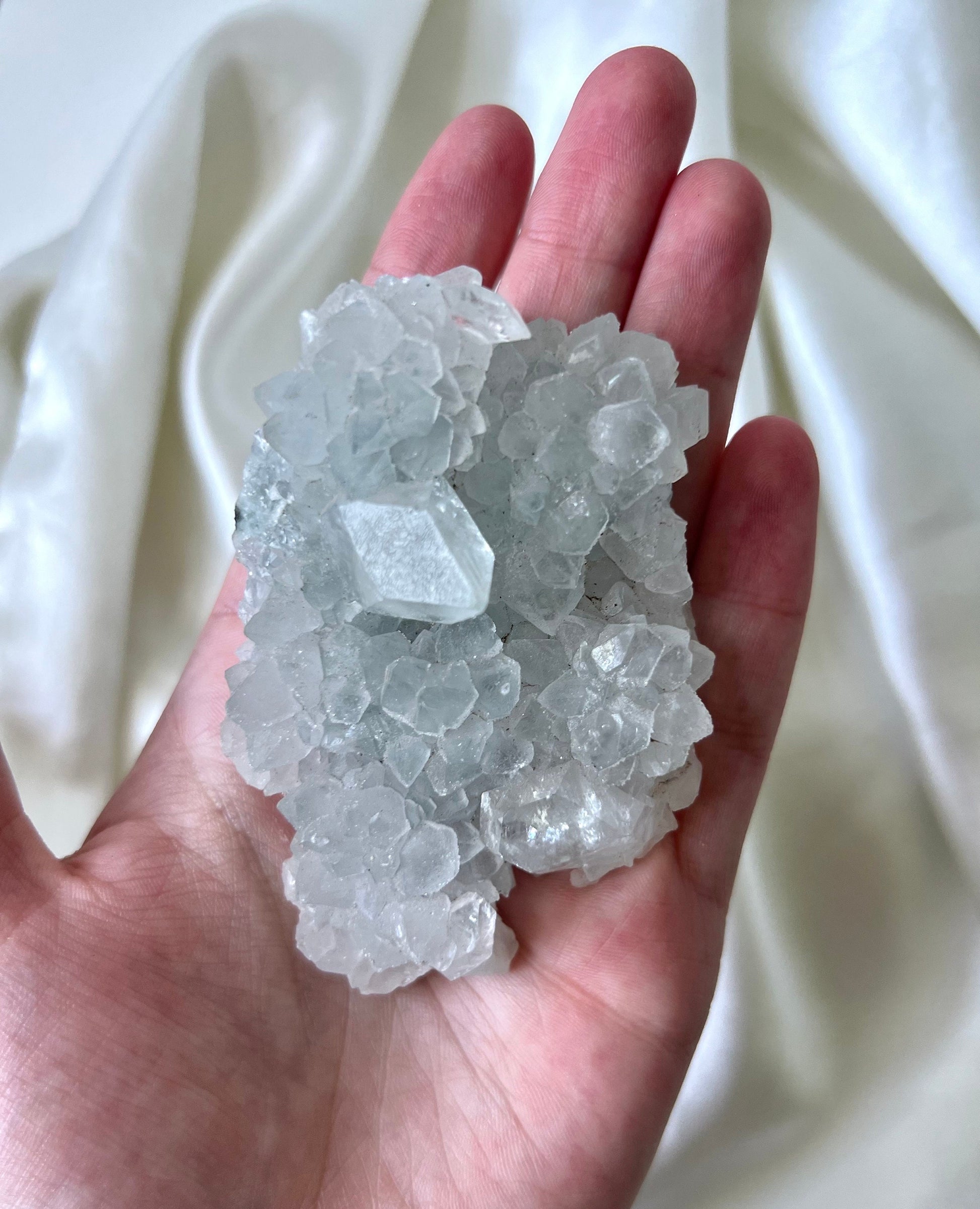 Stunning Raw Apophyllite Cluster on Chalcedony